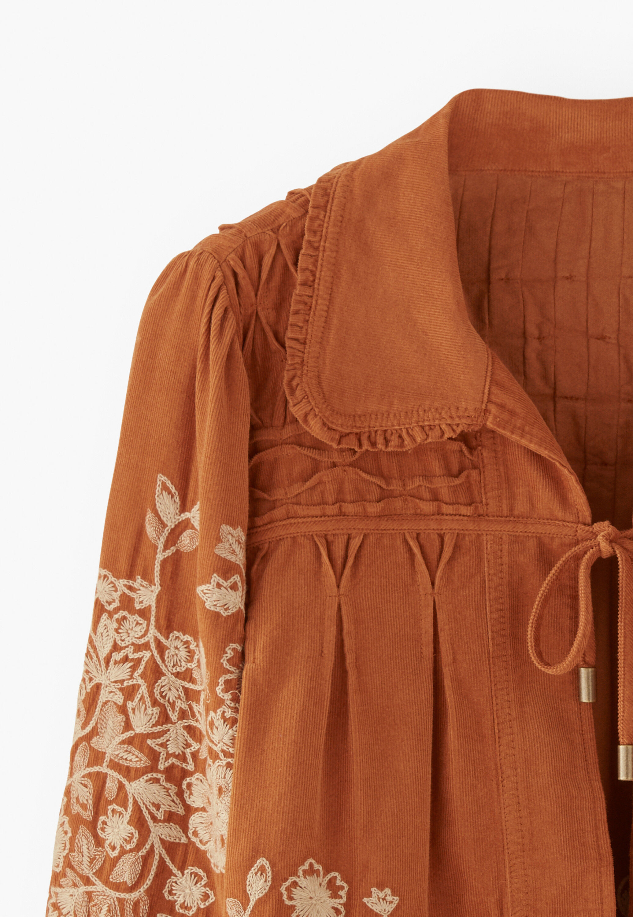 Embroidered cord jacket, Rust, large