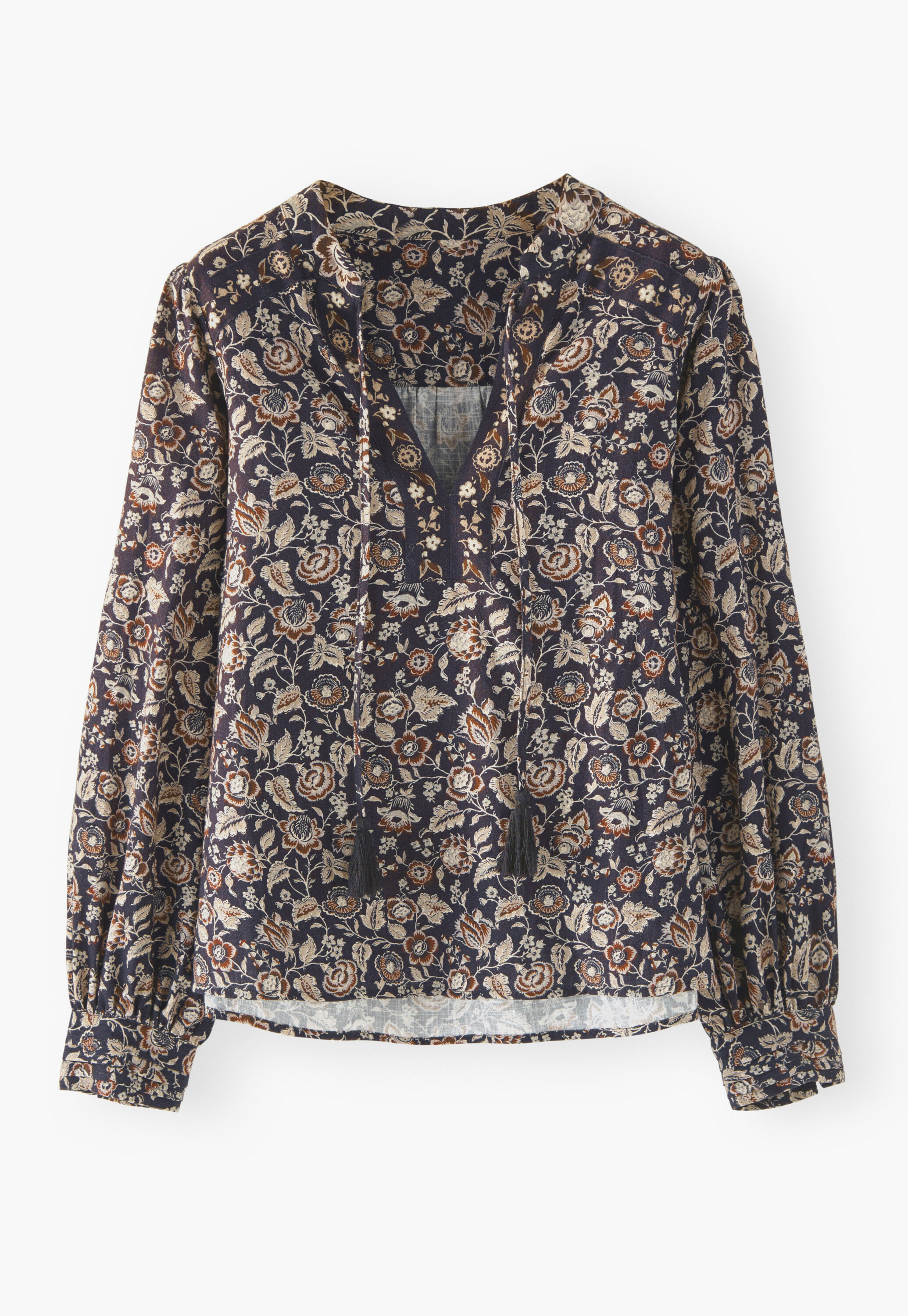 Printed blouse, Charcoal mink, large