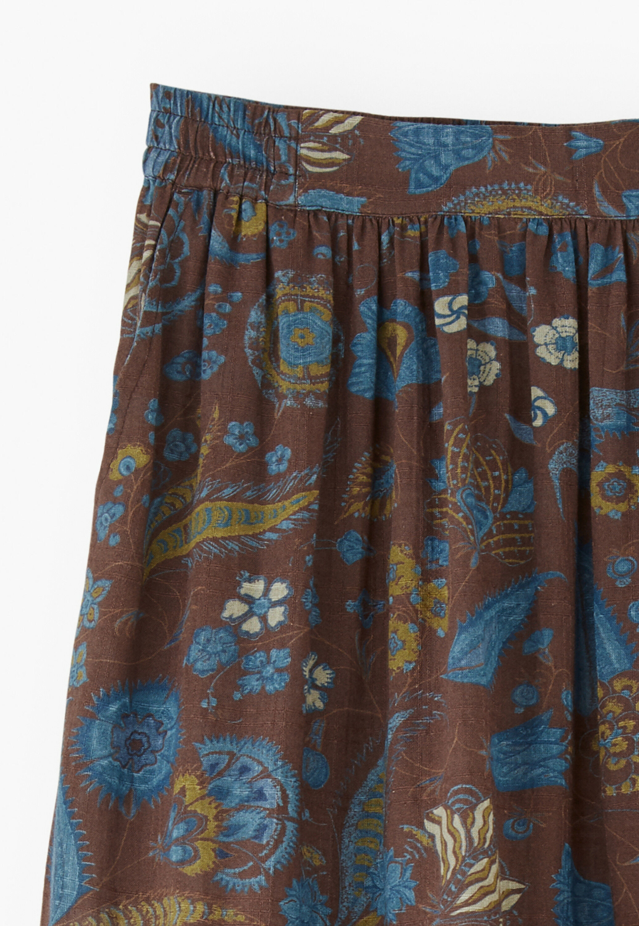 Tiered printed skirt, Chocolate cobalt, large