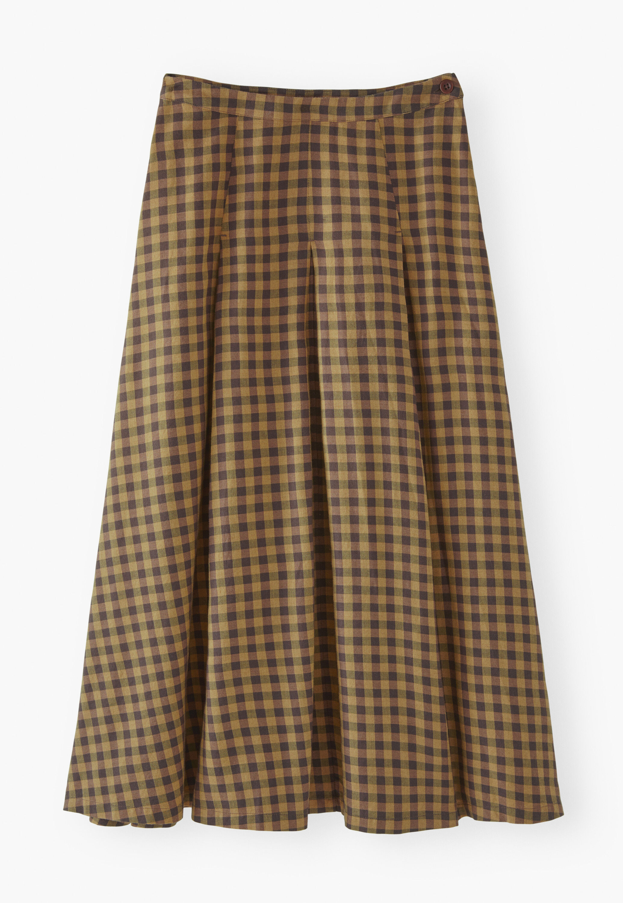 Gingham check skirt, Sepia coffee, large
