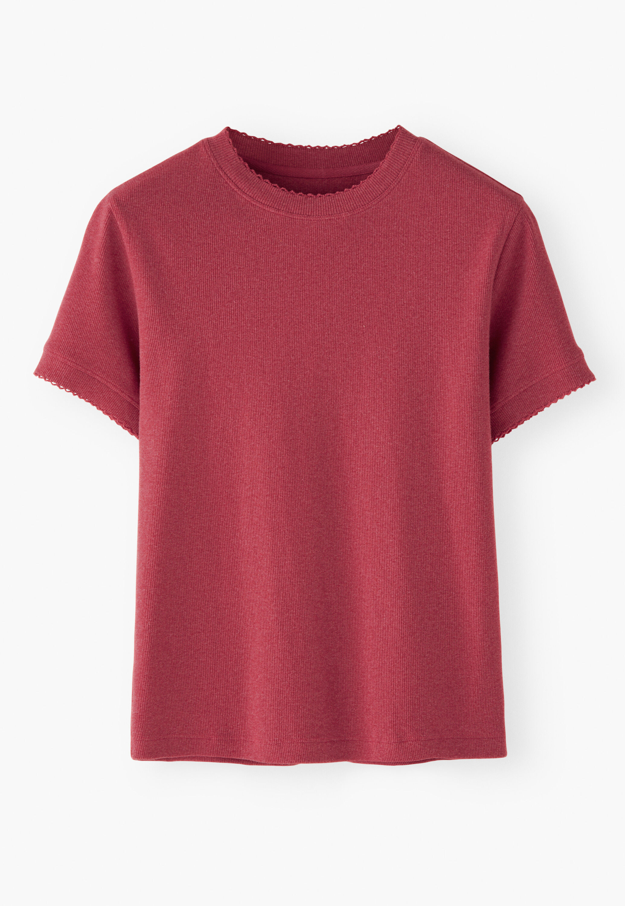 Ribbed Jersey T-shirt, Crimson, large