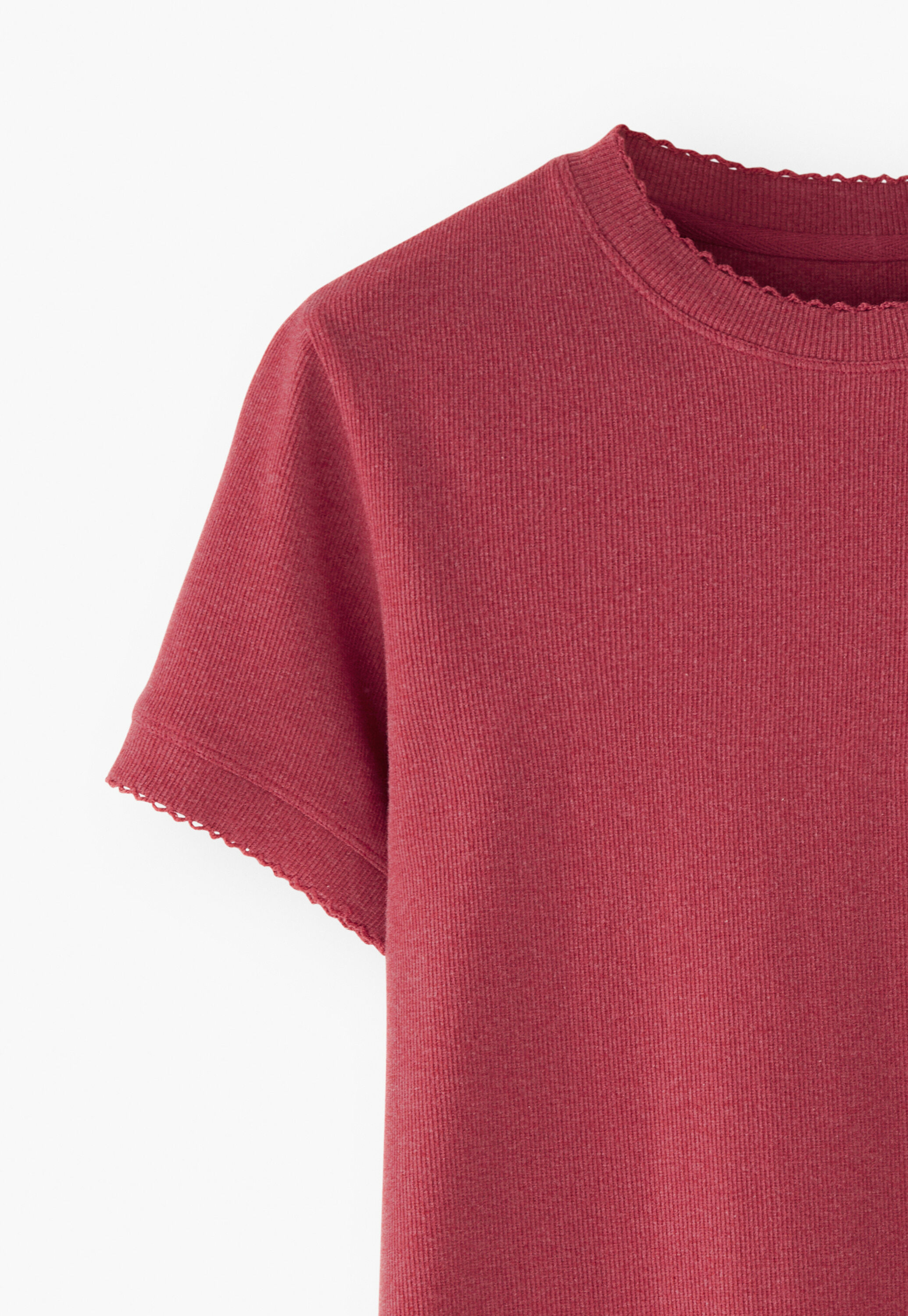 Ribbed Jersey T-shirt, Crimson, large