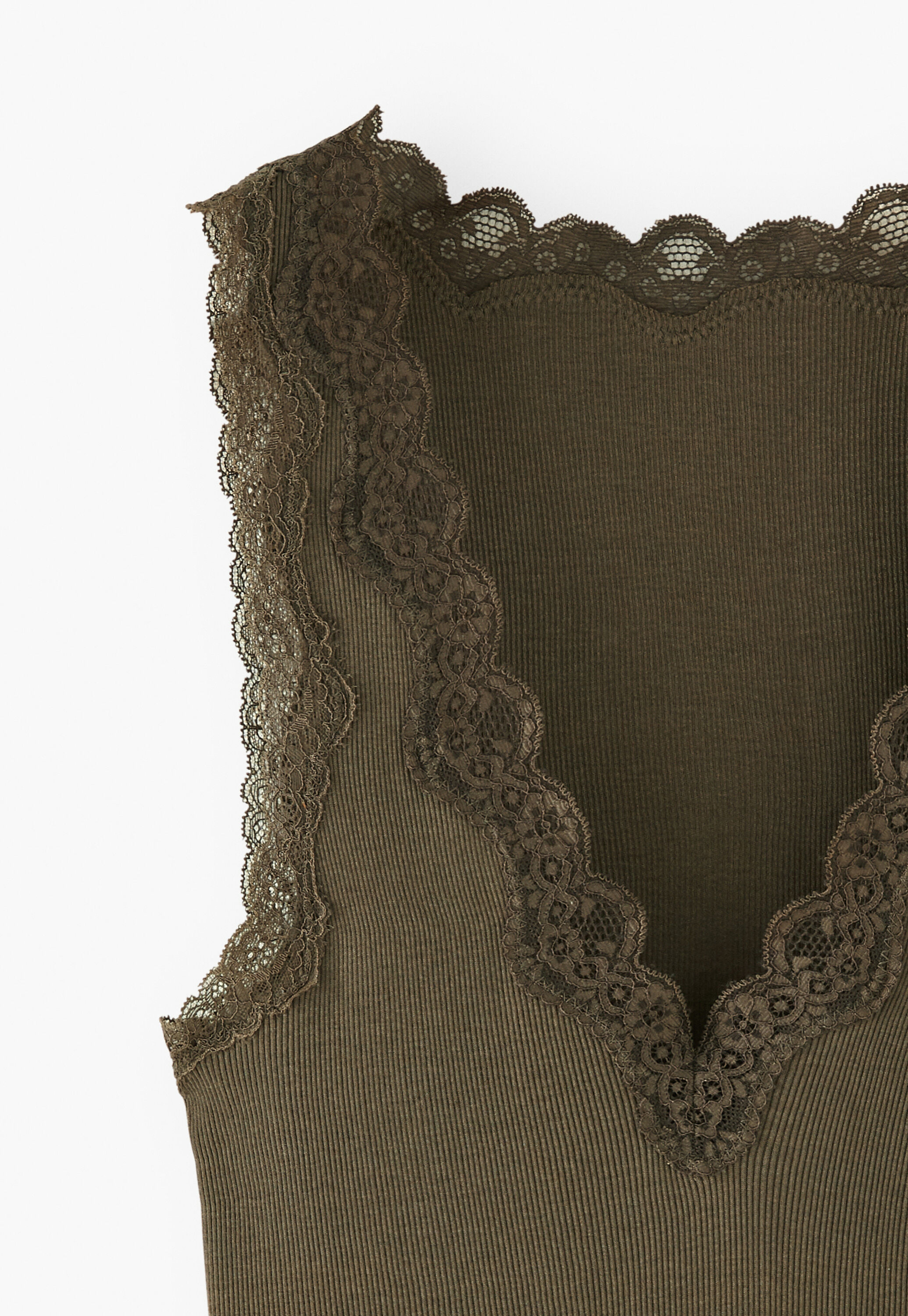 Lace v-neck jersey vest, Dark forest, large