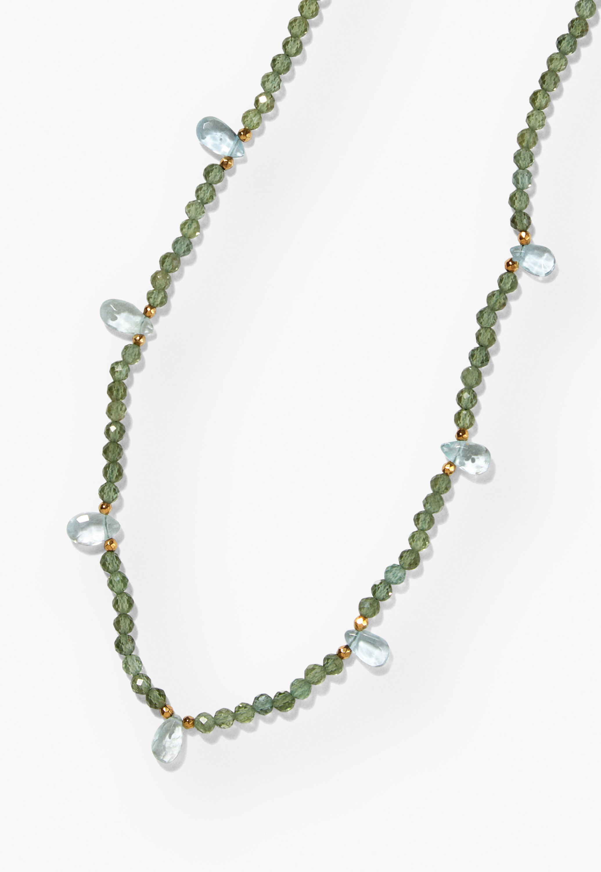 Beaded necklace, Blue jade, large
