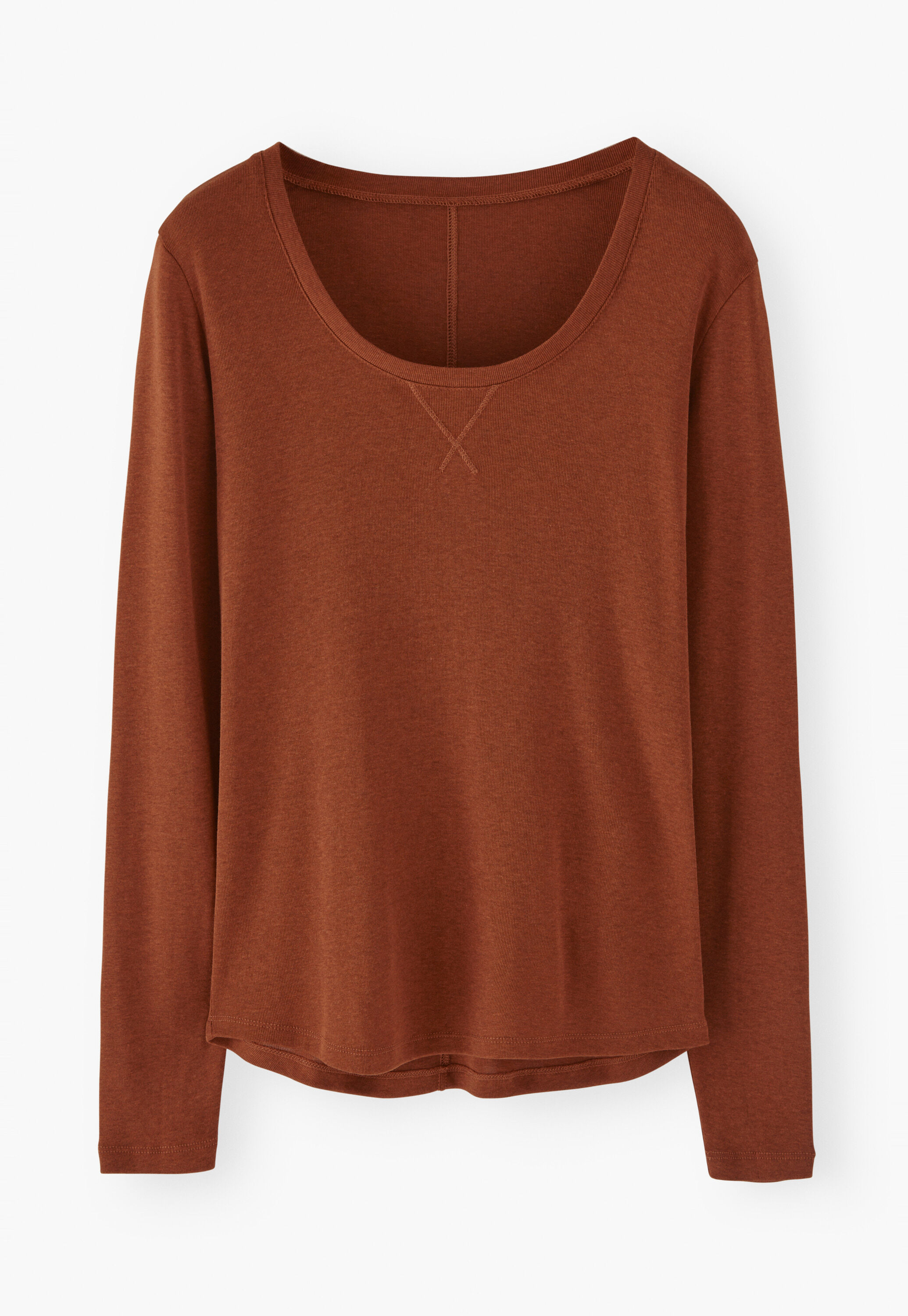 Scoop-neck top, Burnt rust, large