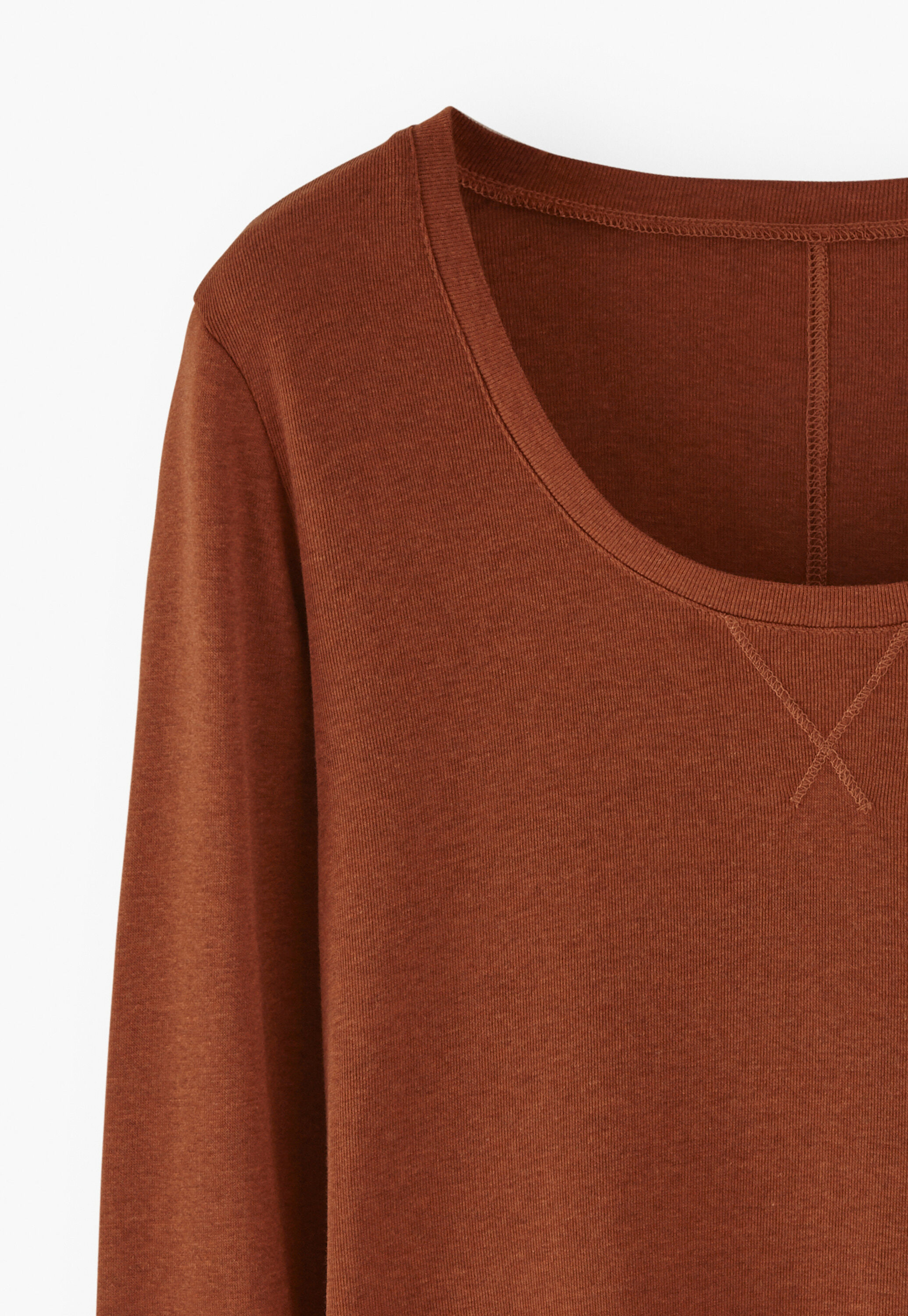Scoop-neck top, Burnt rust, large
