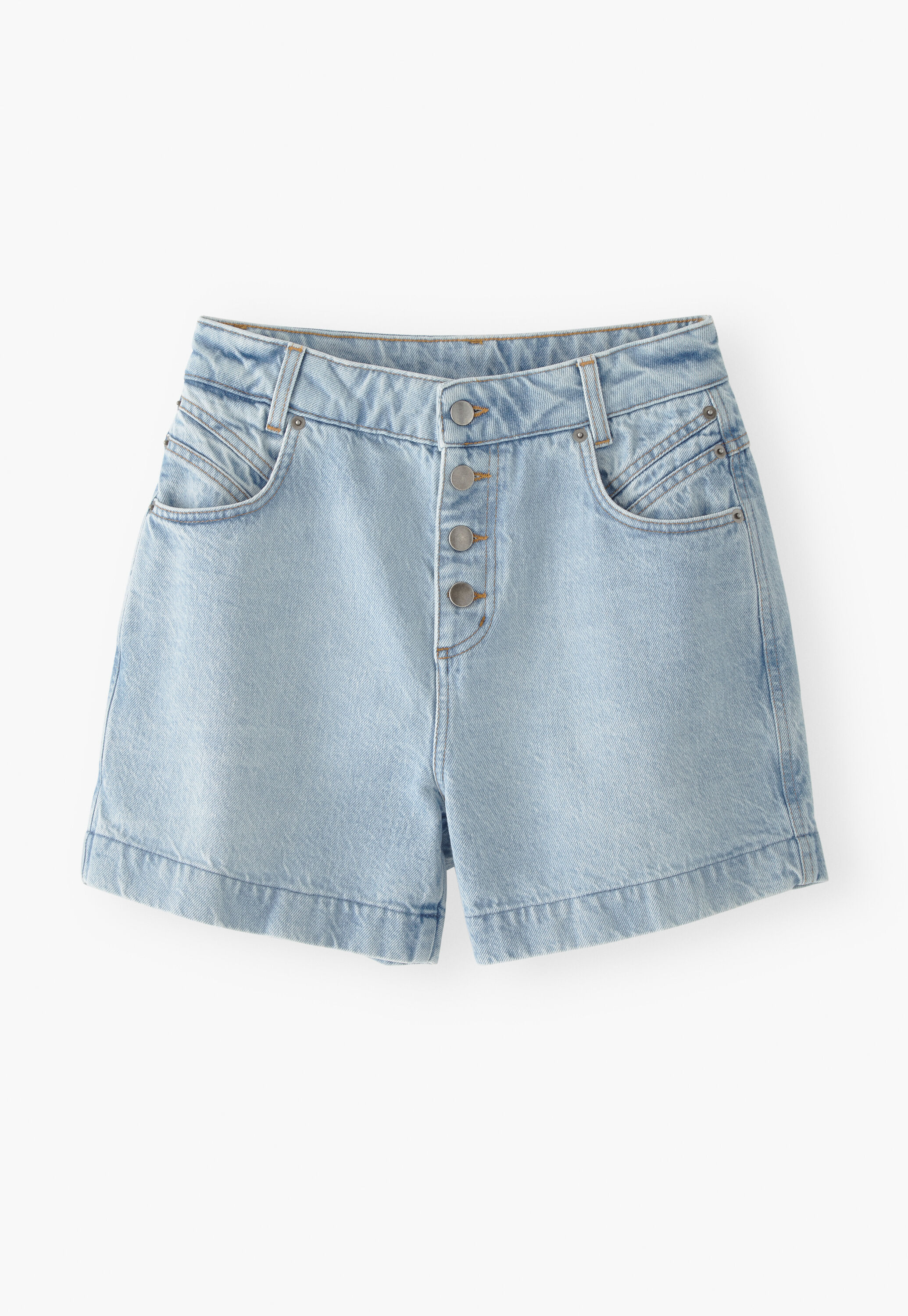 High-waisted denim shorts