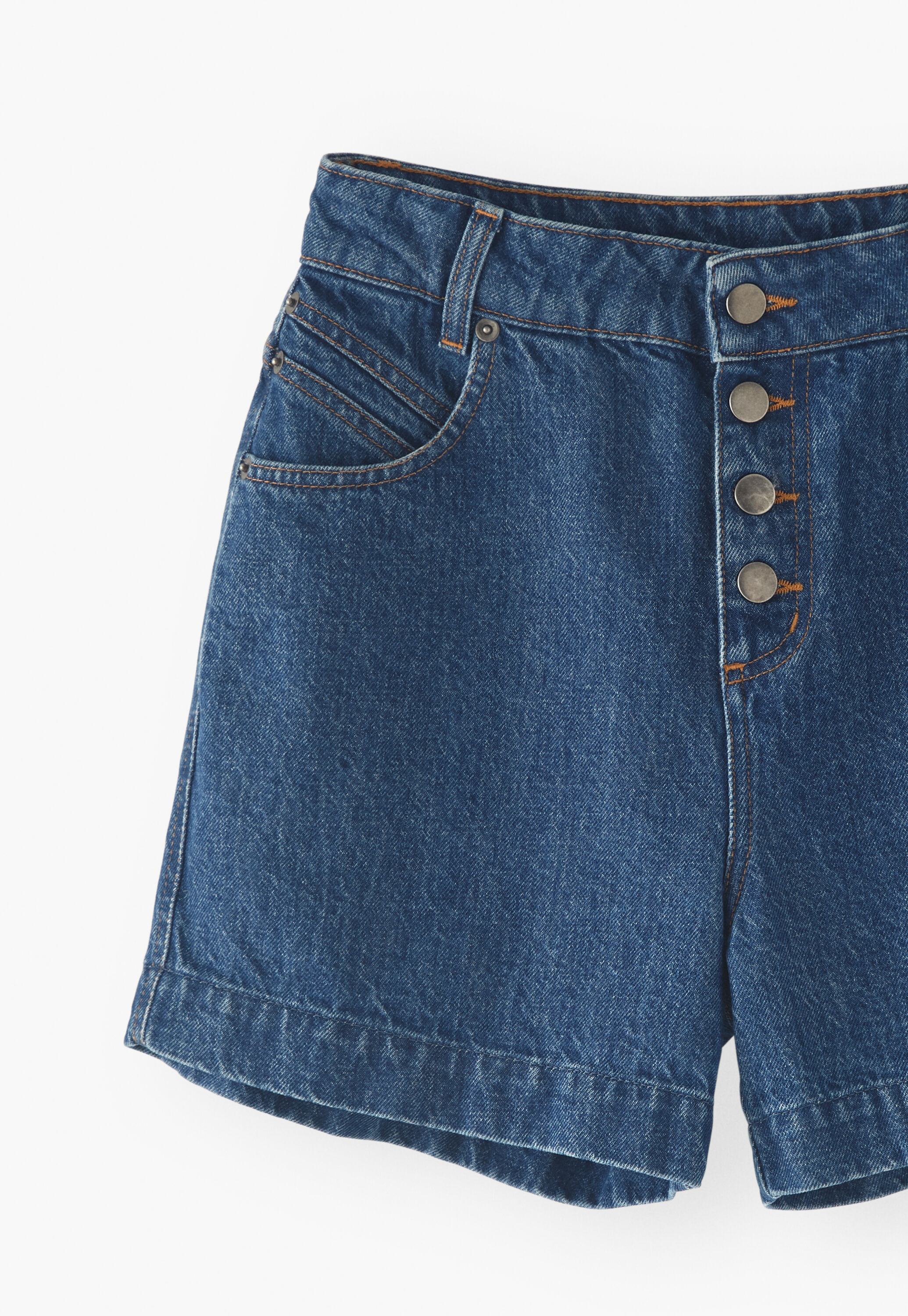High-waisted denim shorts