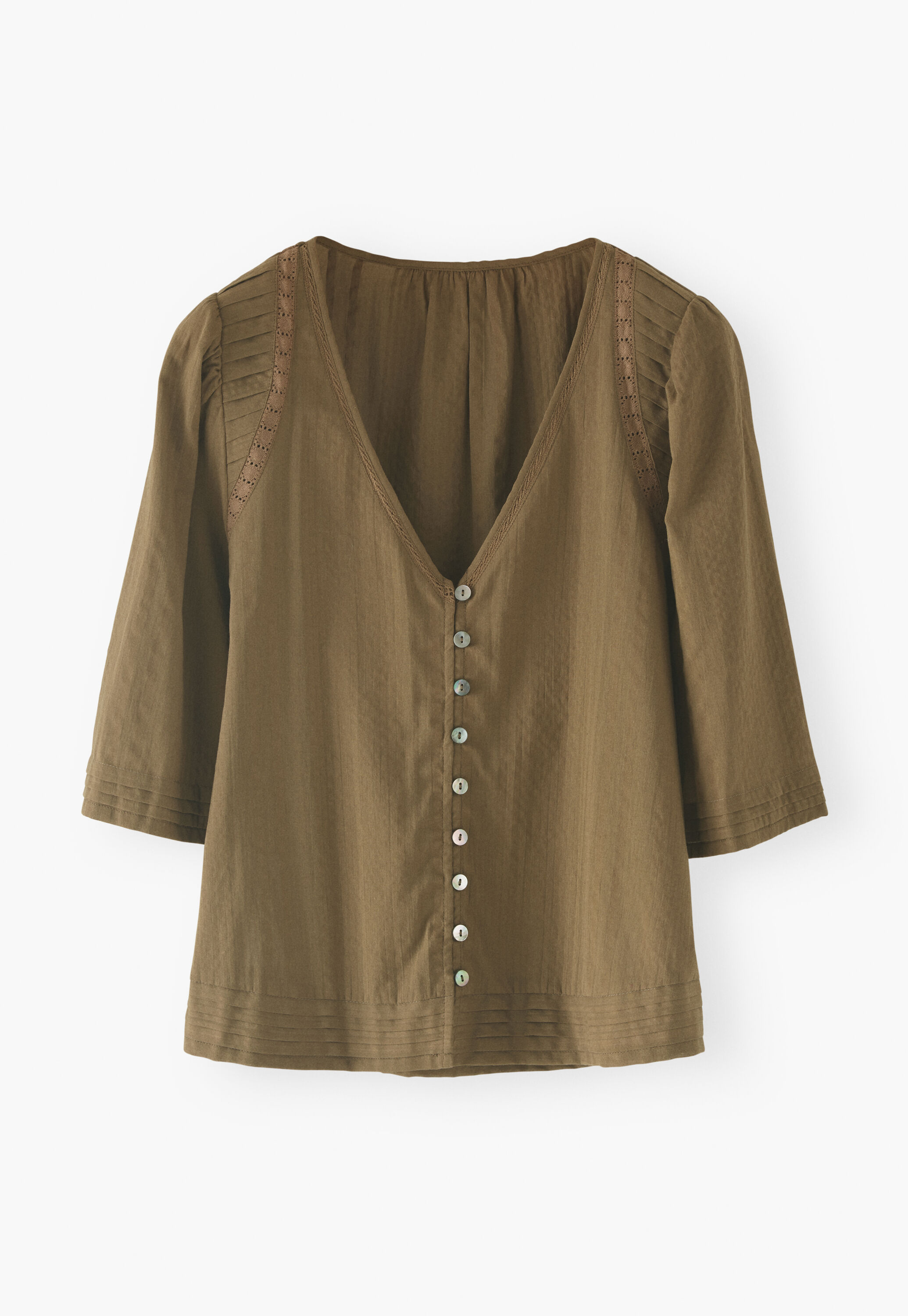 Cropped blouse, Dark olive, large