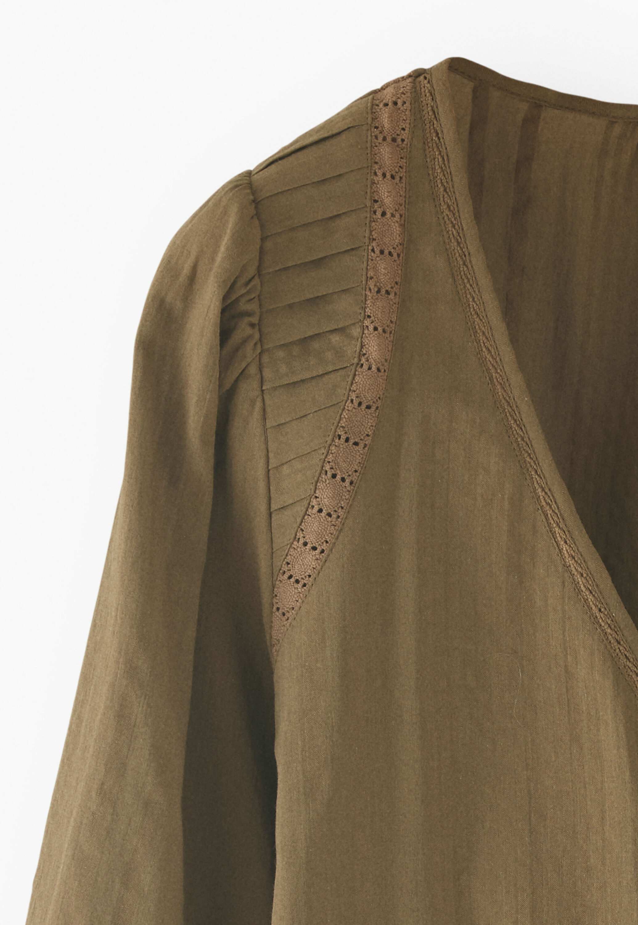 Cropped blouse, Dark olive, large