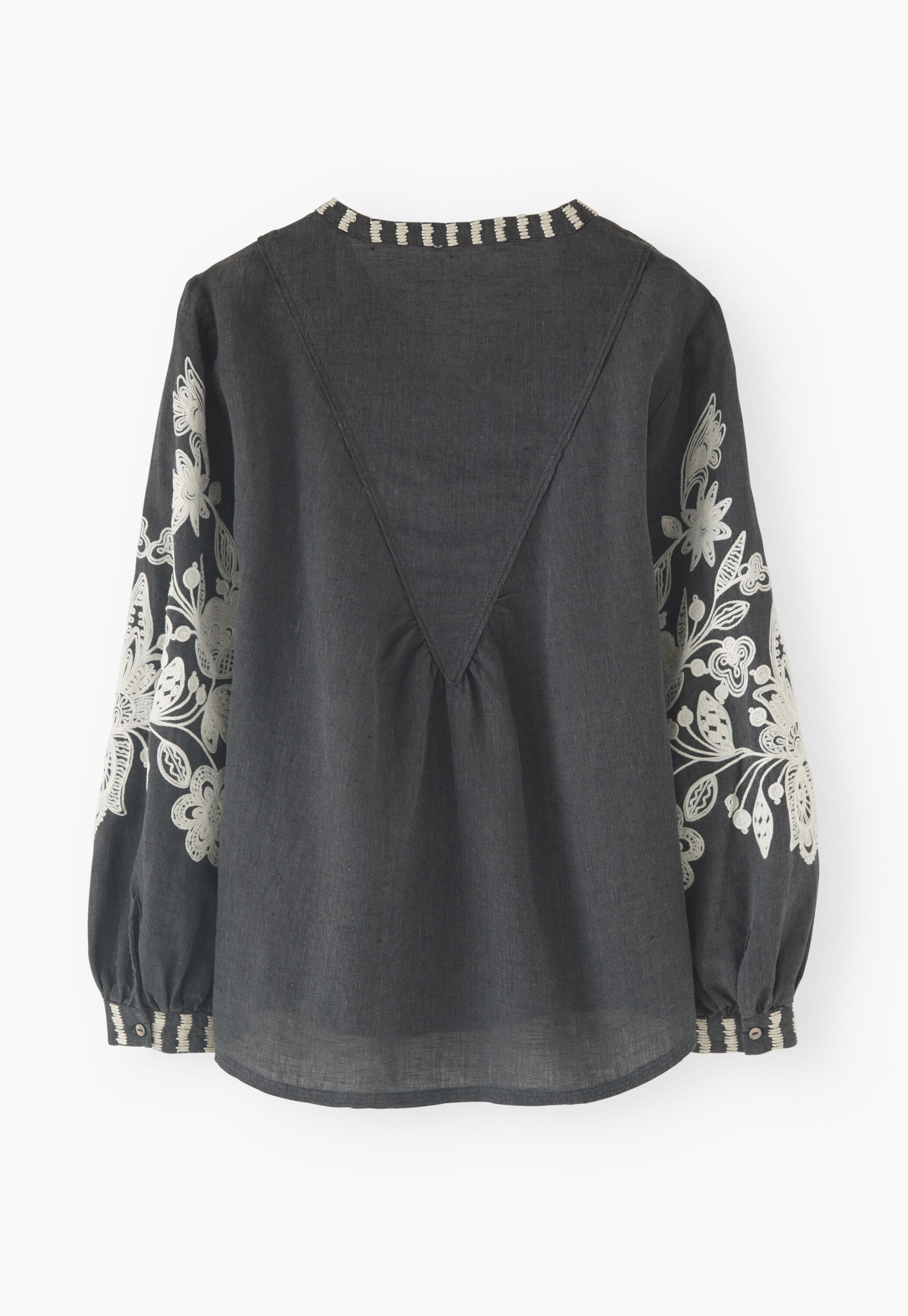 Cornely embroidered blouse, Petrol black, large