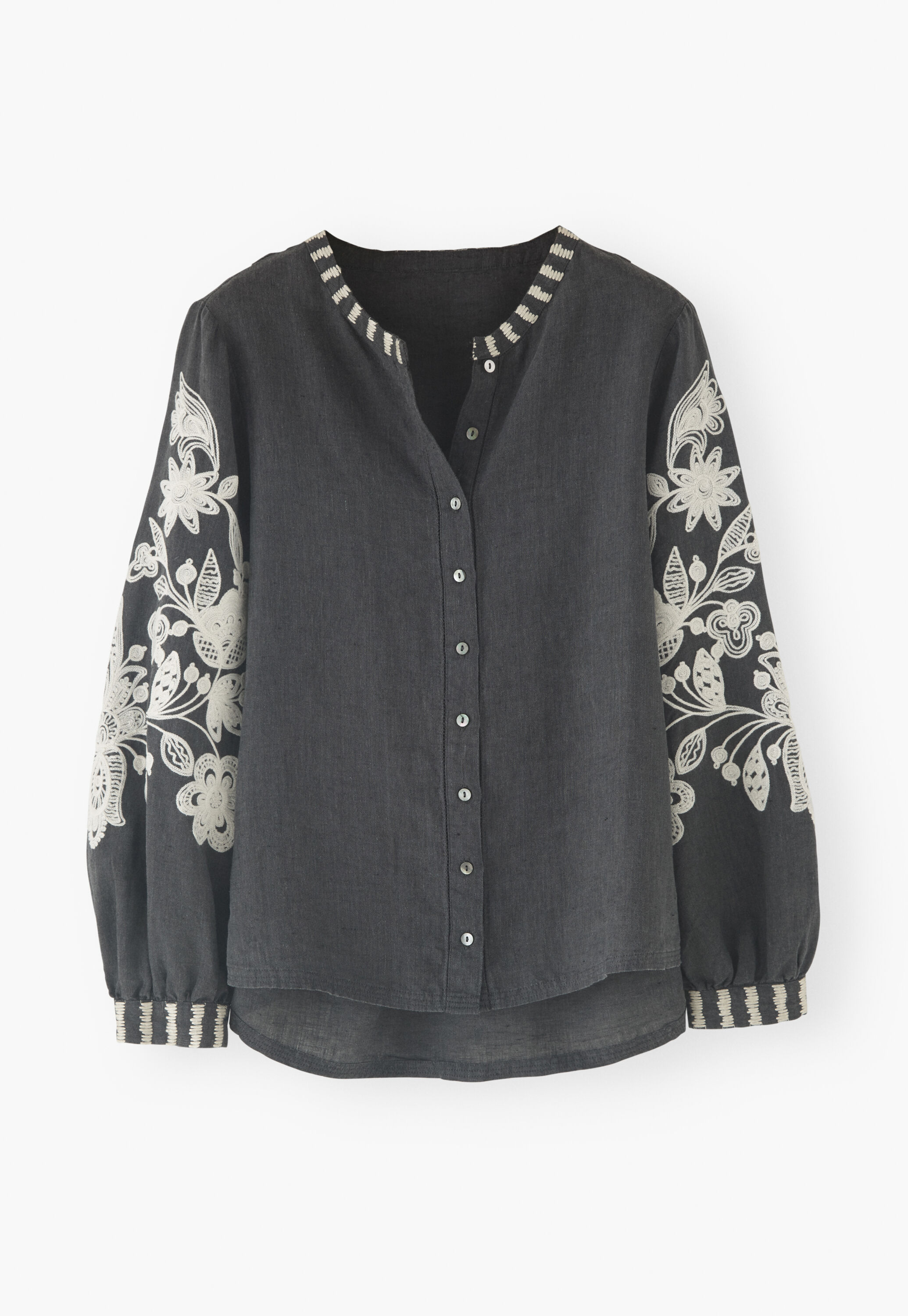 Cornely embroidered blouse, Petrol black, large