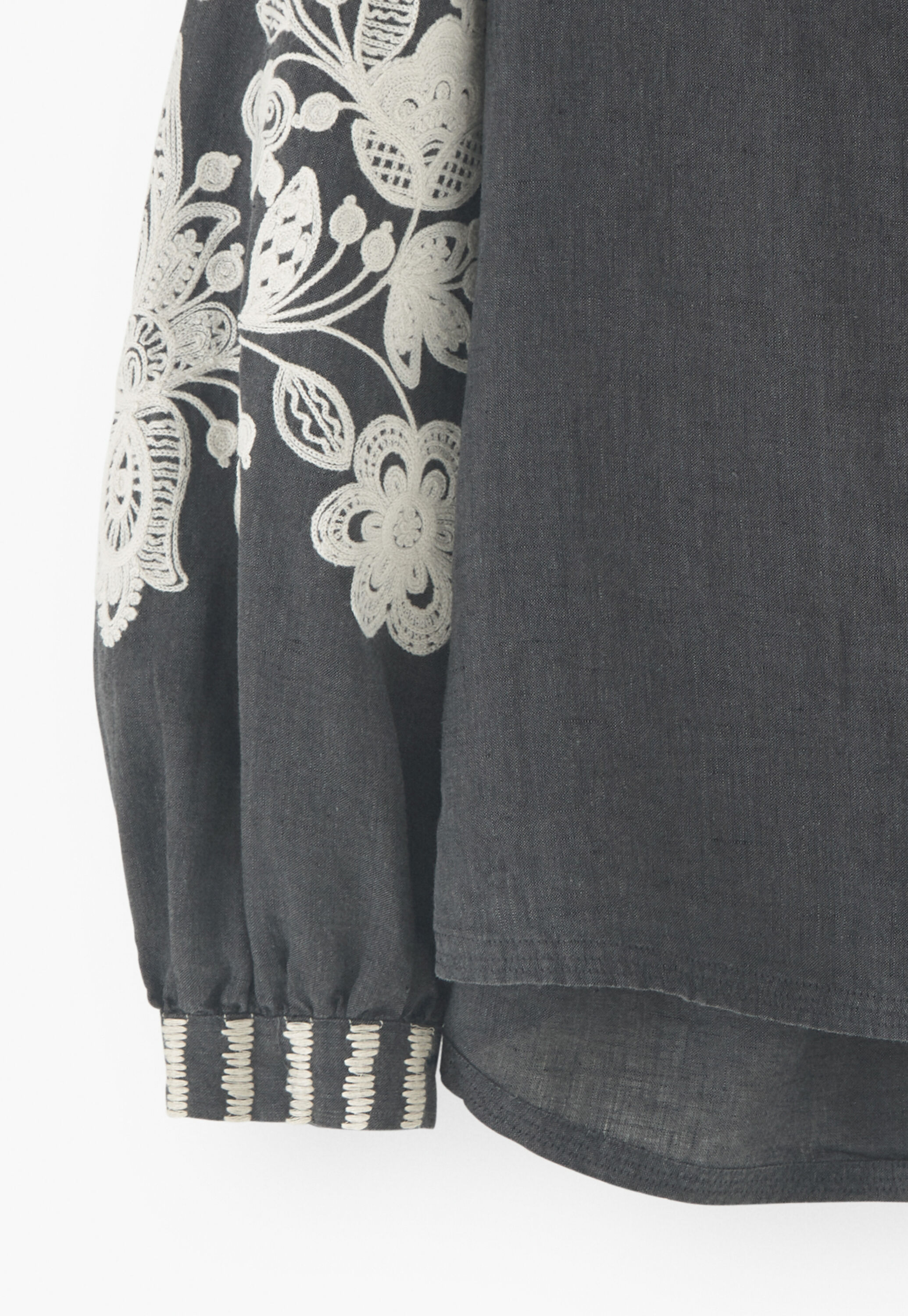 Cornely embroidered blouse, Petrol black, large