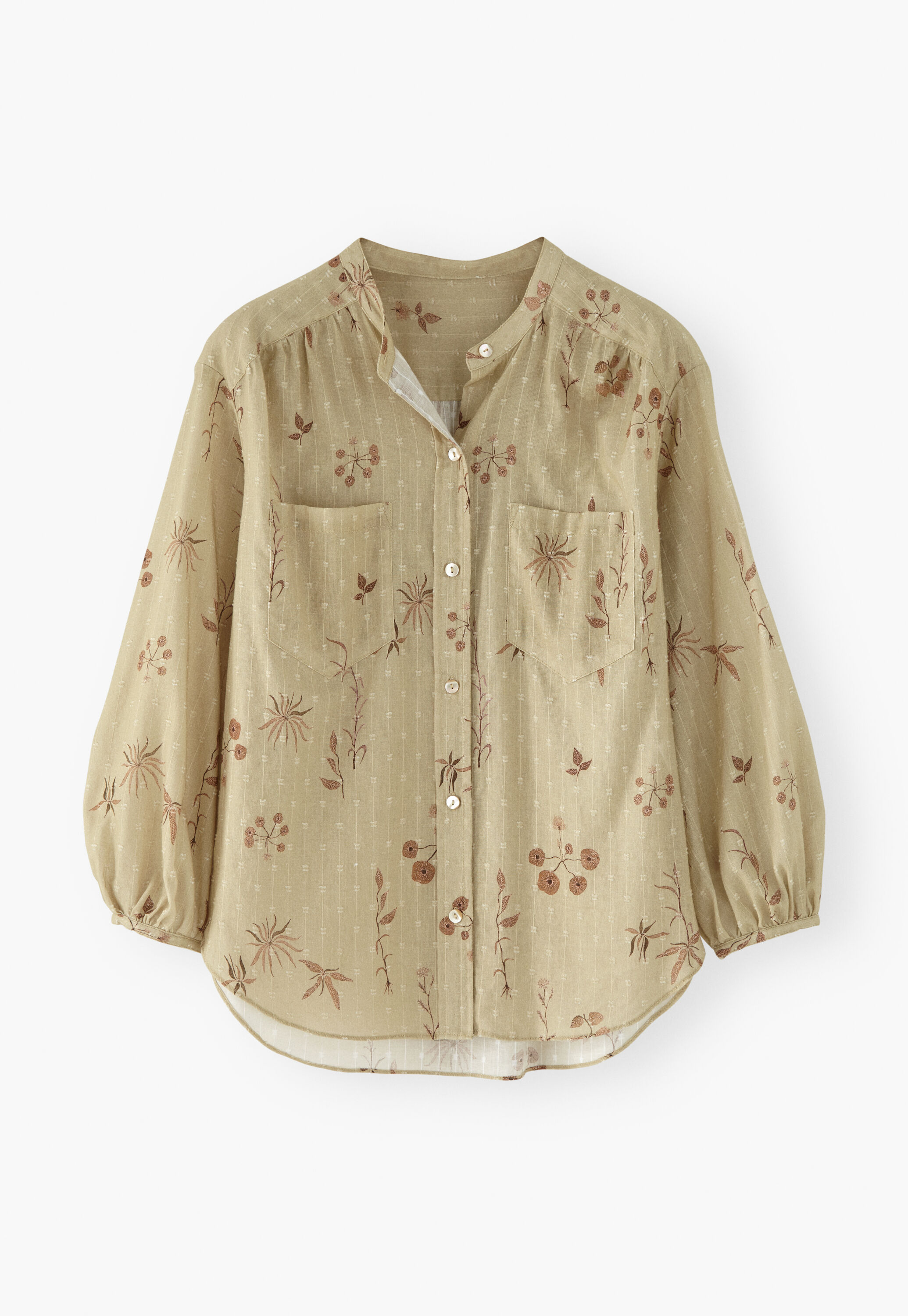 Printed boyfriend shirt, Pecan sand, large