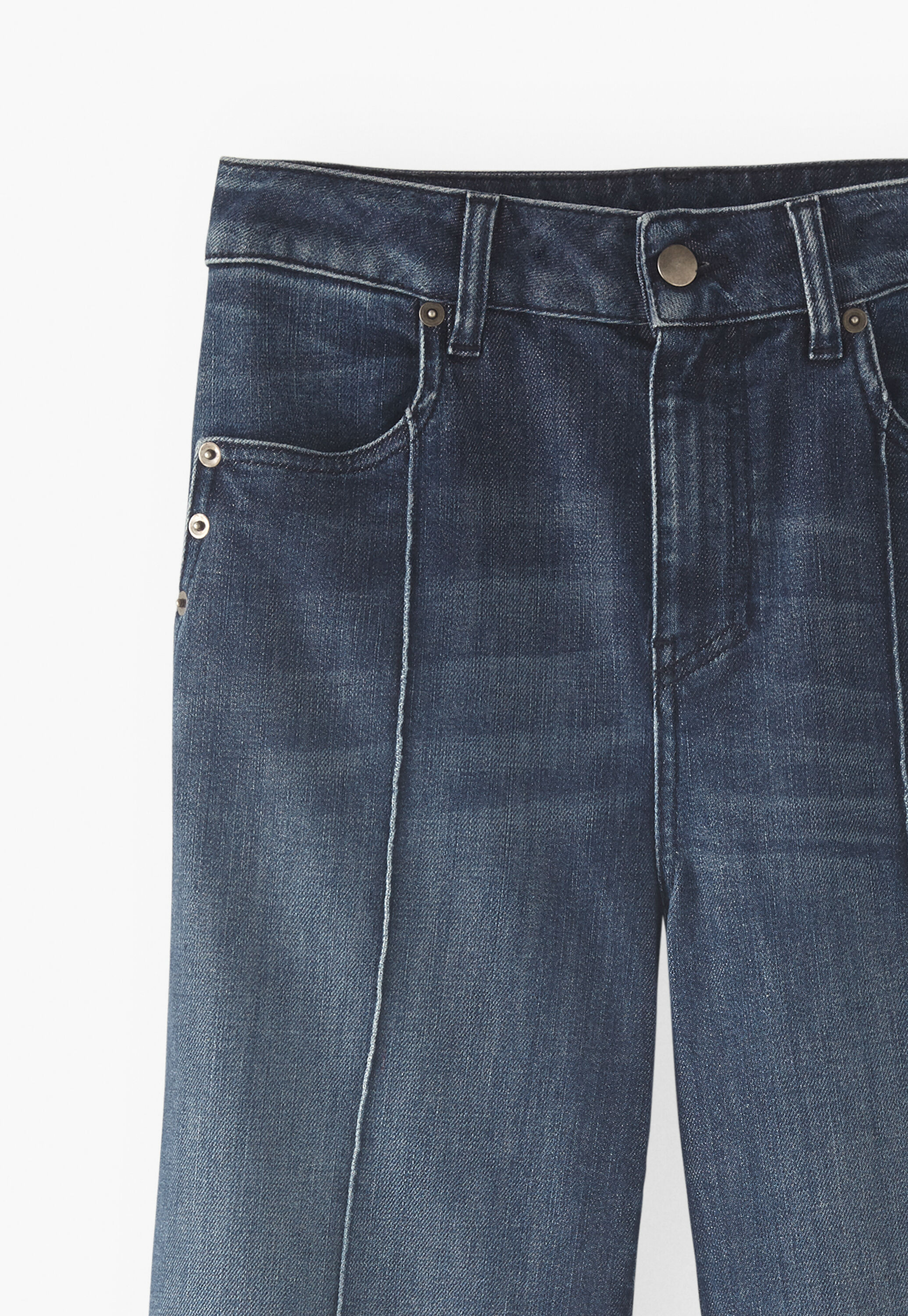 Straight turned-up-hem jeans