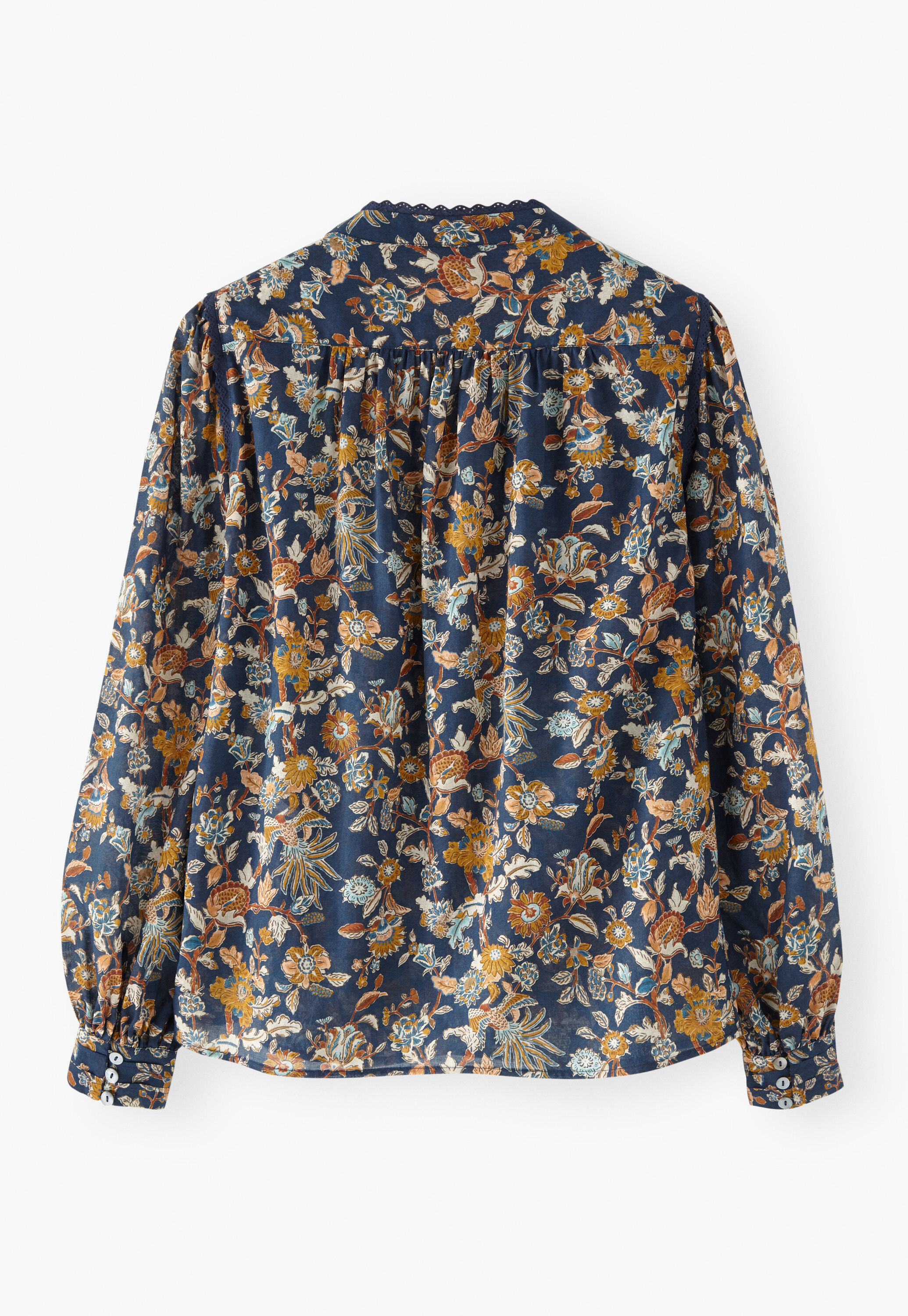 Printed pleat-detail blouse