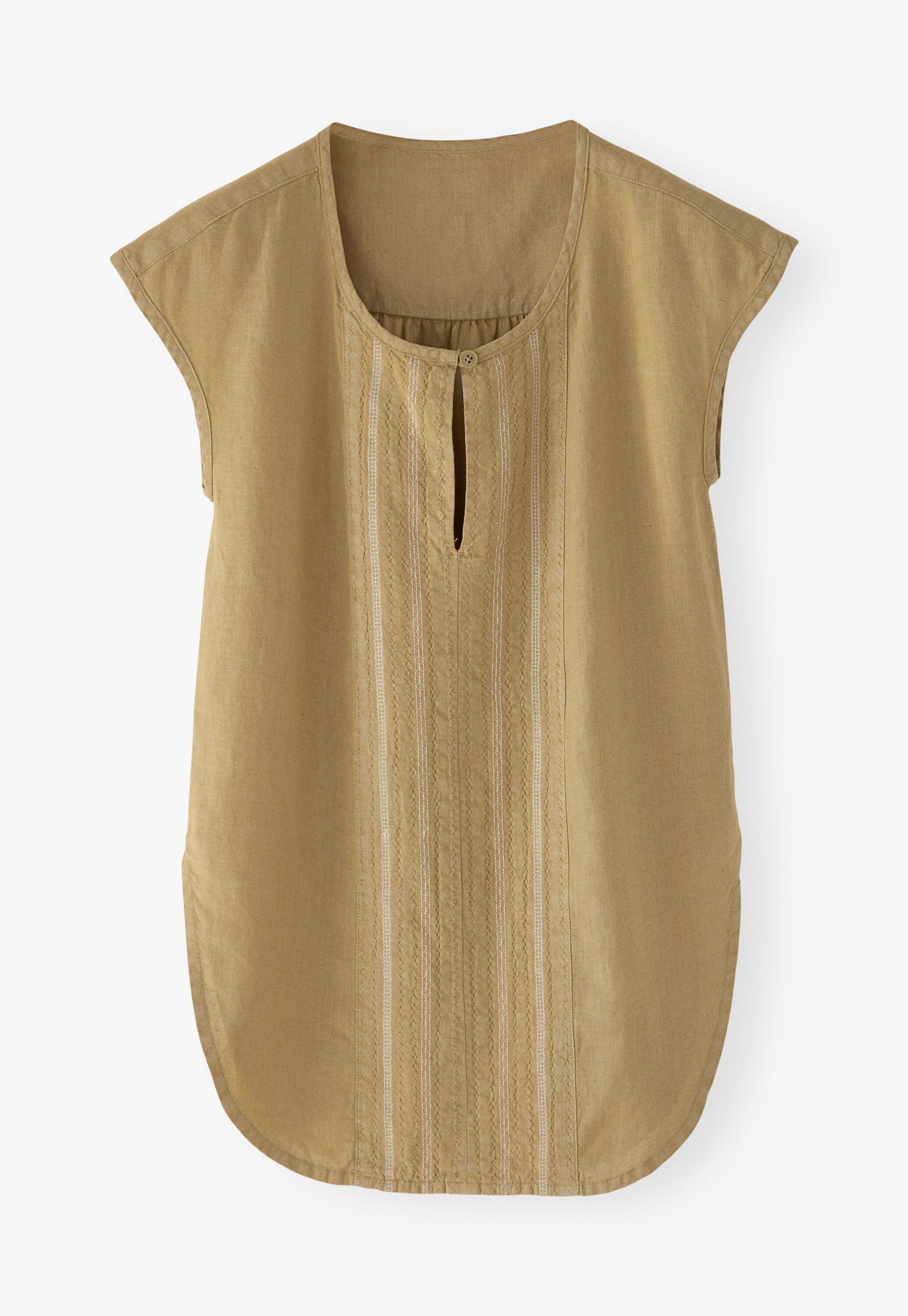 Embroidered cap-sleeve blouse