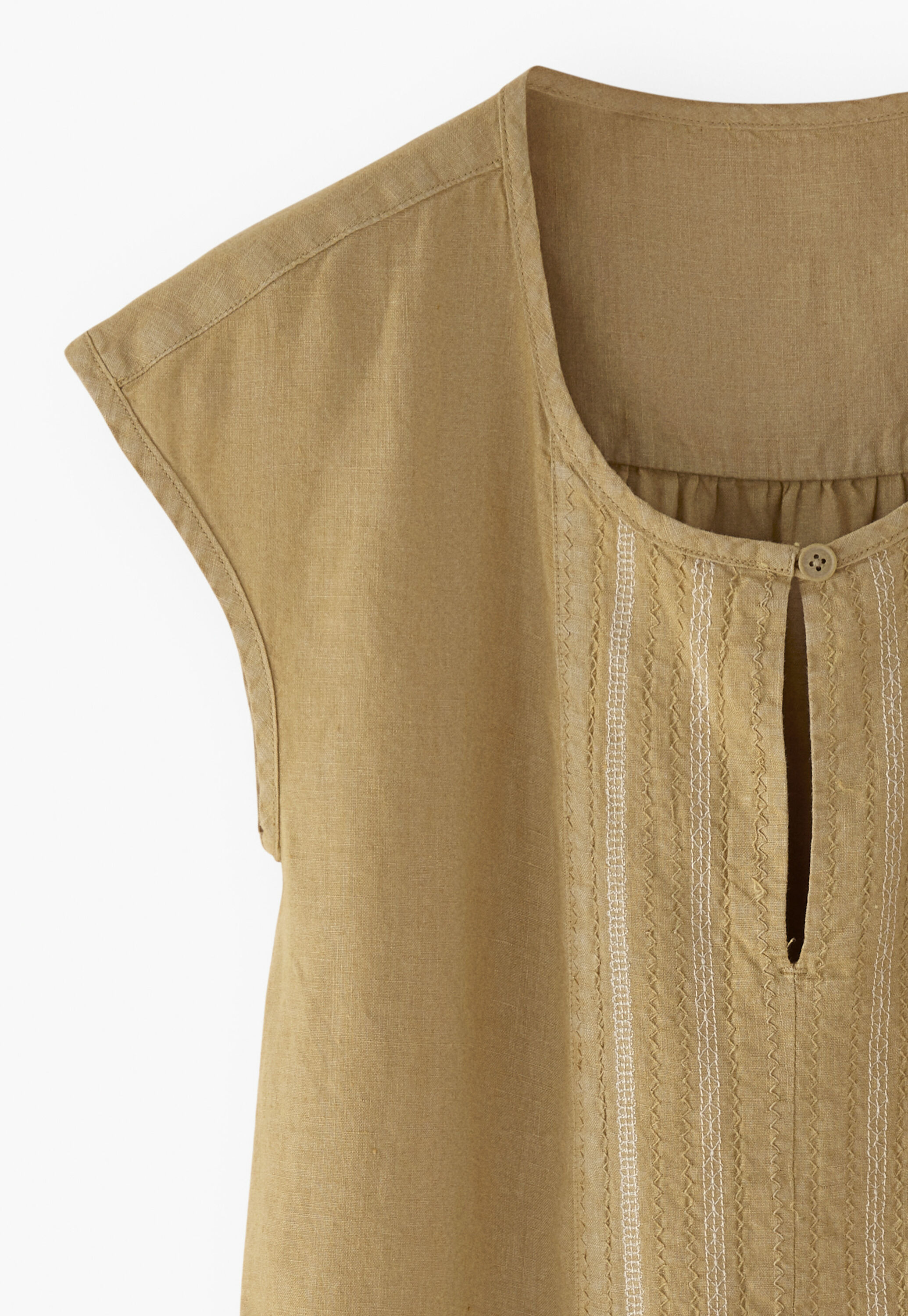 Embroidered cap-sleeve blouse