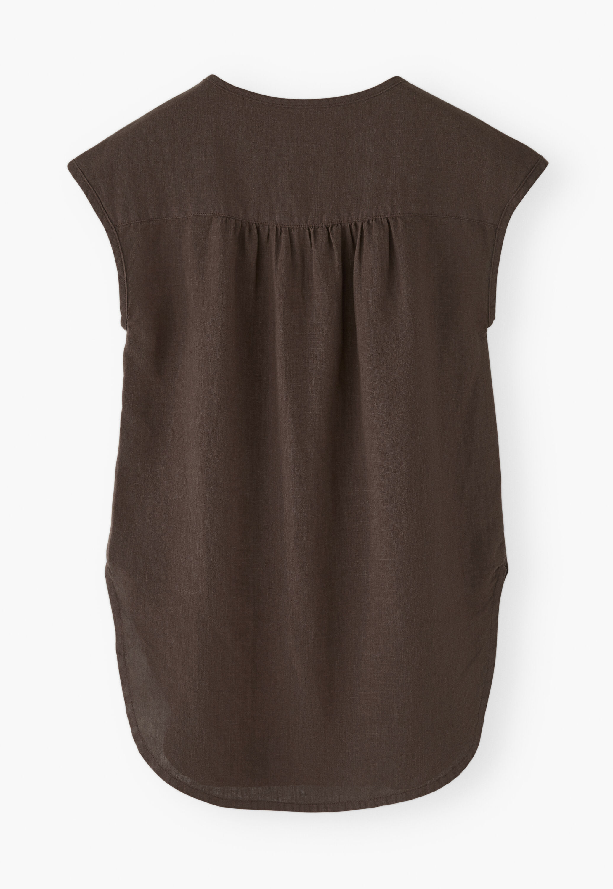 Embroidered cap-sleeve blouse, Dark chocolate, large