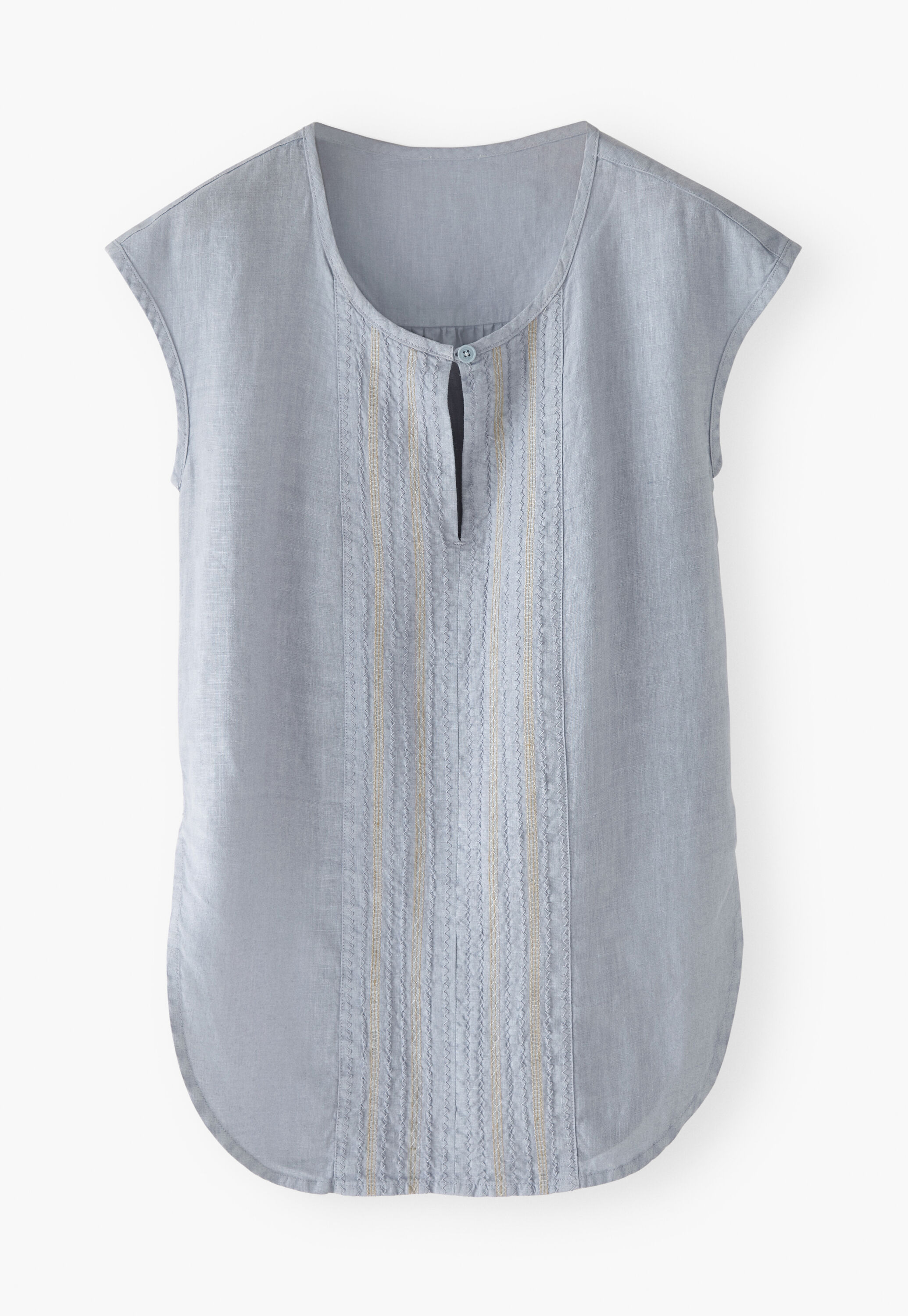 Embroidered cap-sleeve blouse