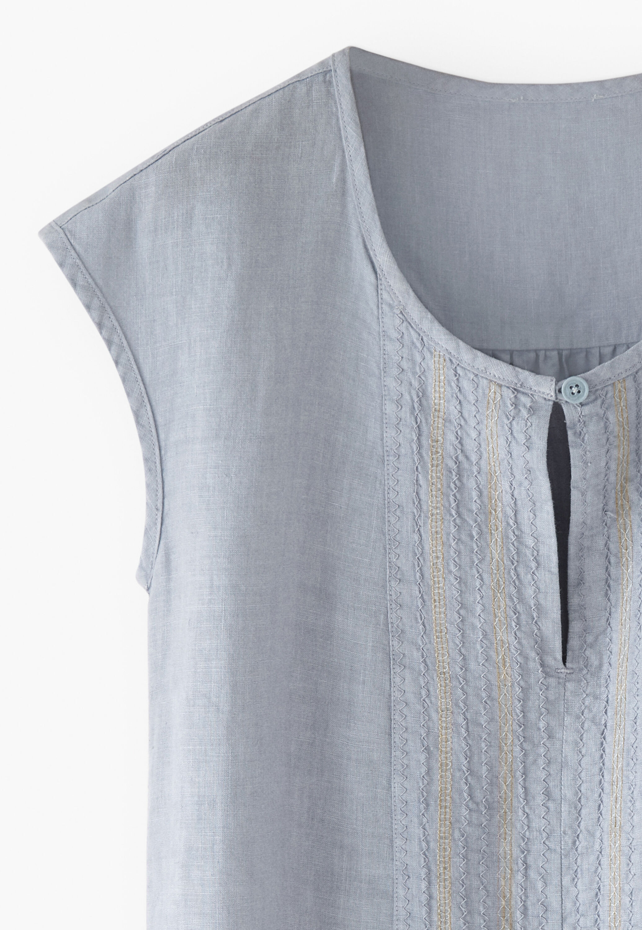 Embroidered cap-sleeve blouse