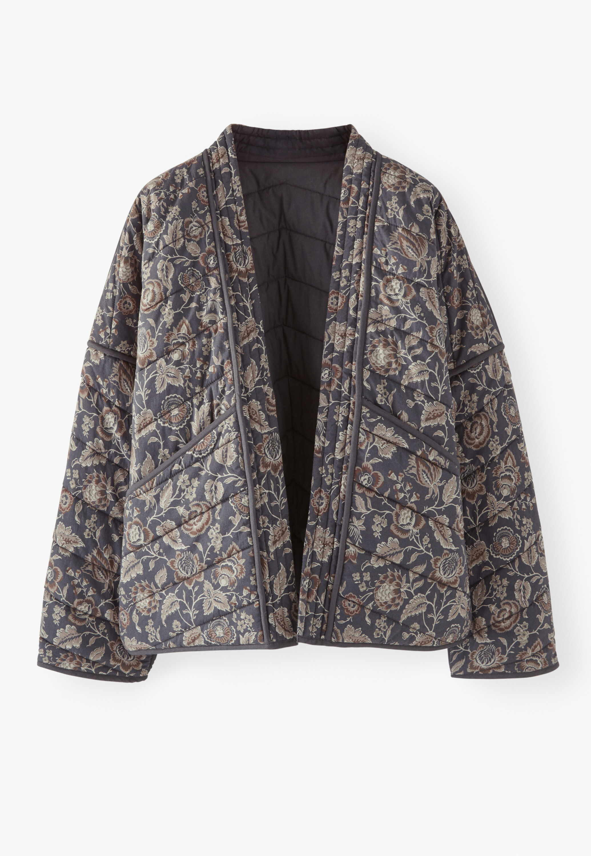 Quilted printed jacket, Charcoal mink, large