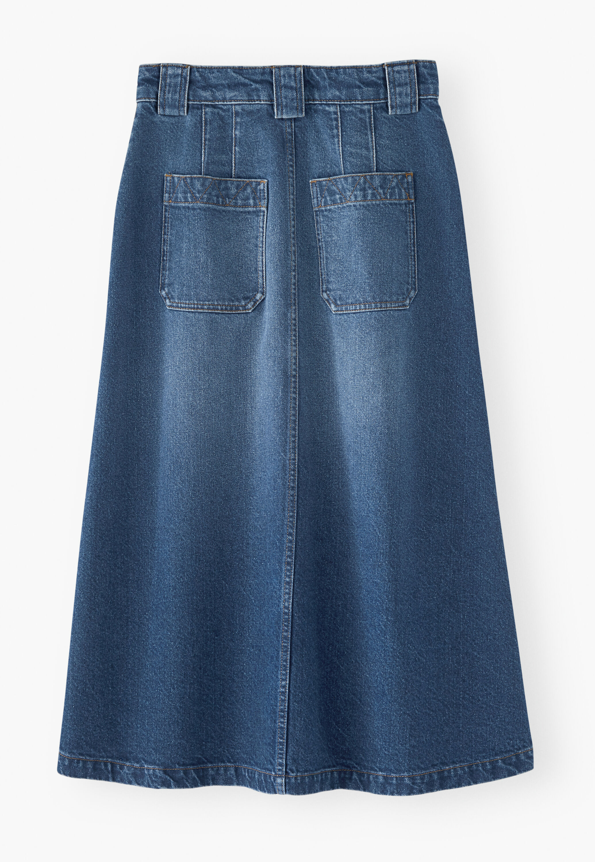 Denim button-front skirt