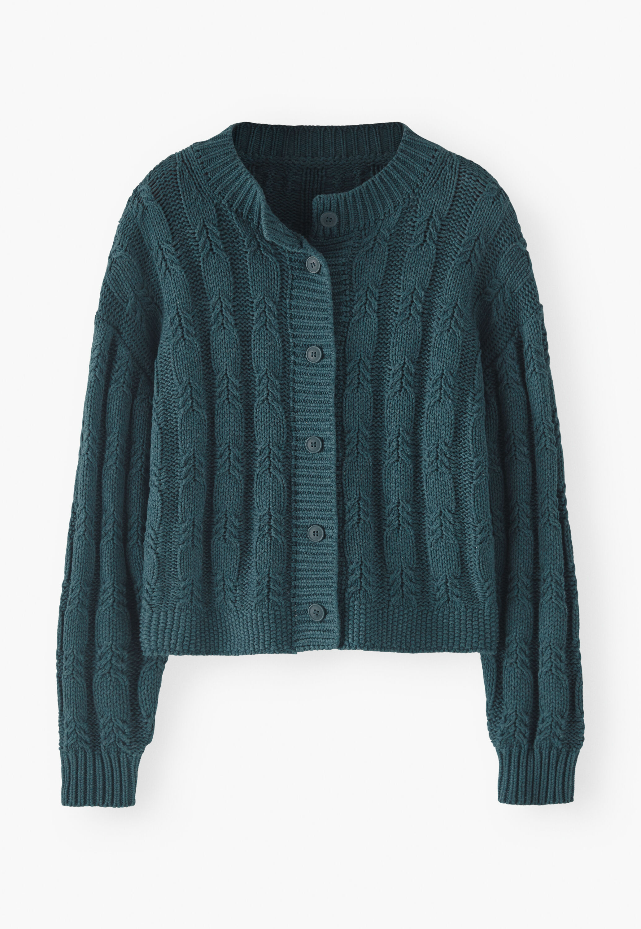 Cable-knit cardigan, Petrol, large