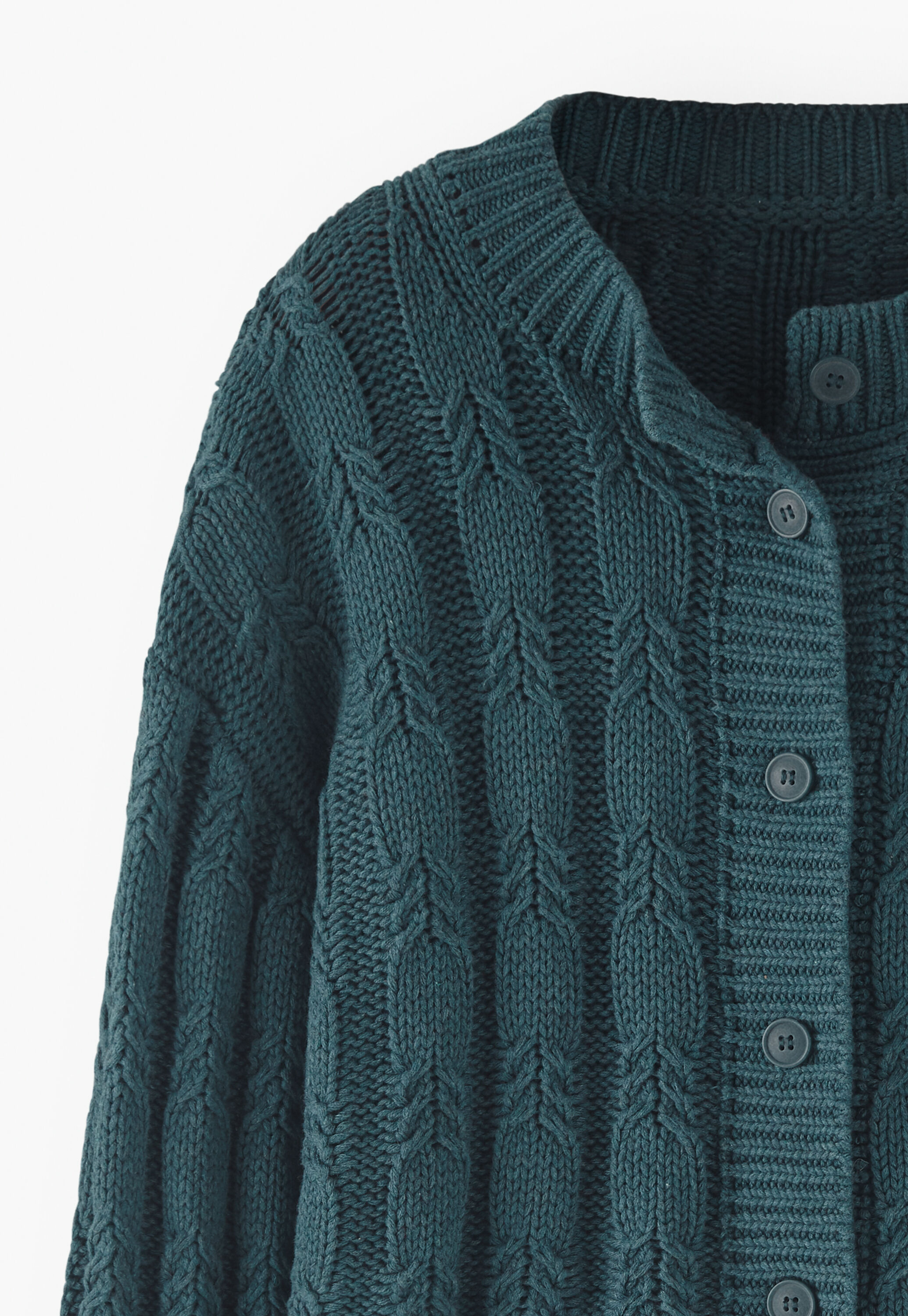 Cable-knit cardigan, Petrol, large