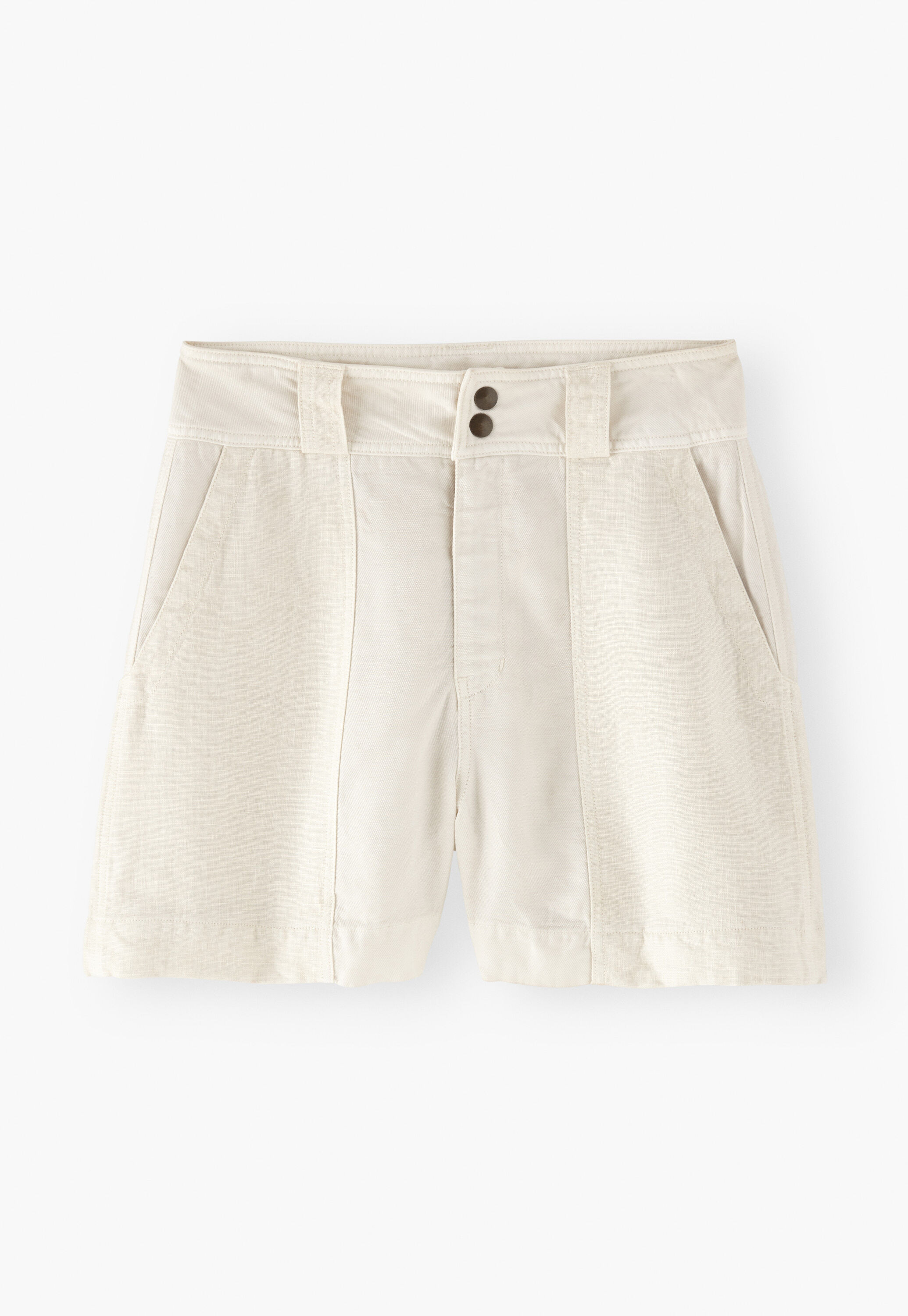 Contrast-fabric shorts, Ivory, large