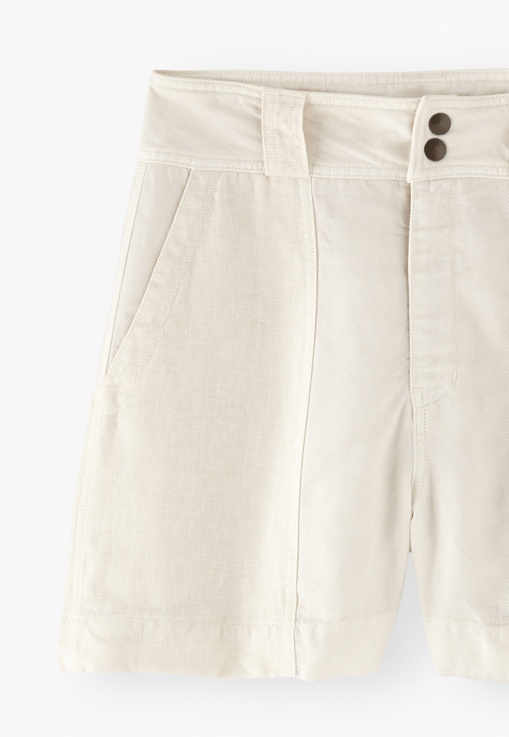 Contrast-fabric shorts, Ivory, large