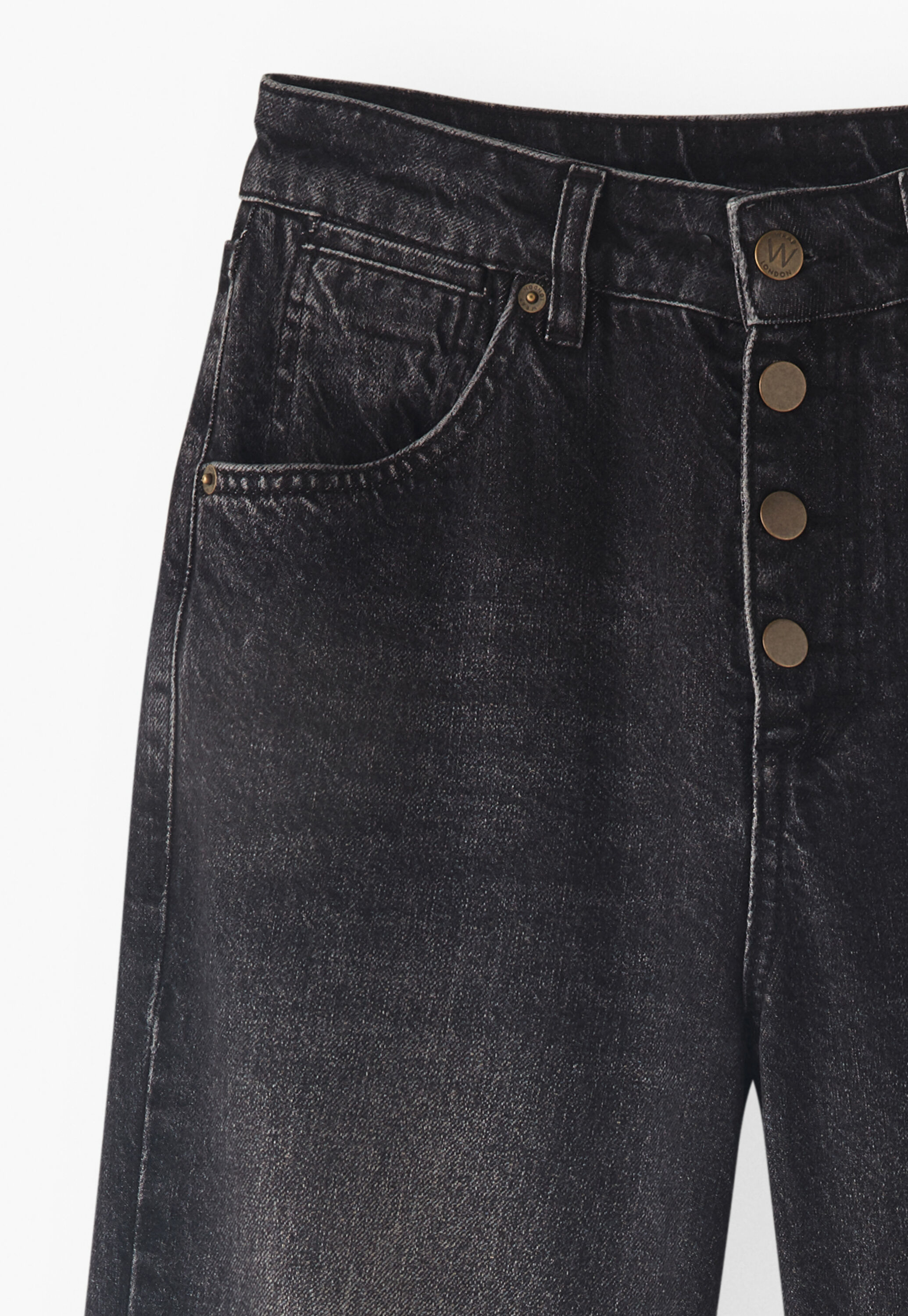 Let-down hem jeans, Washed black, large
