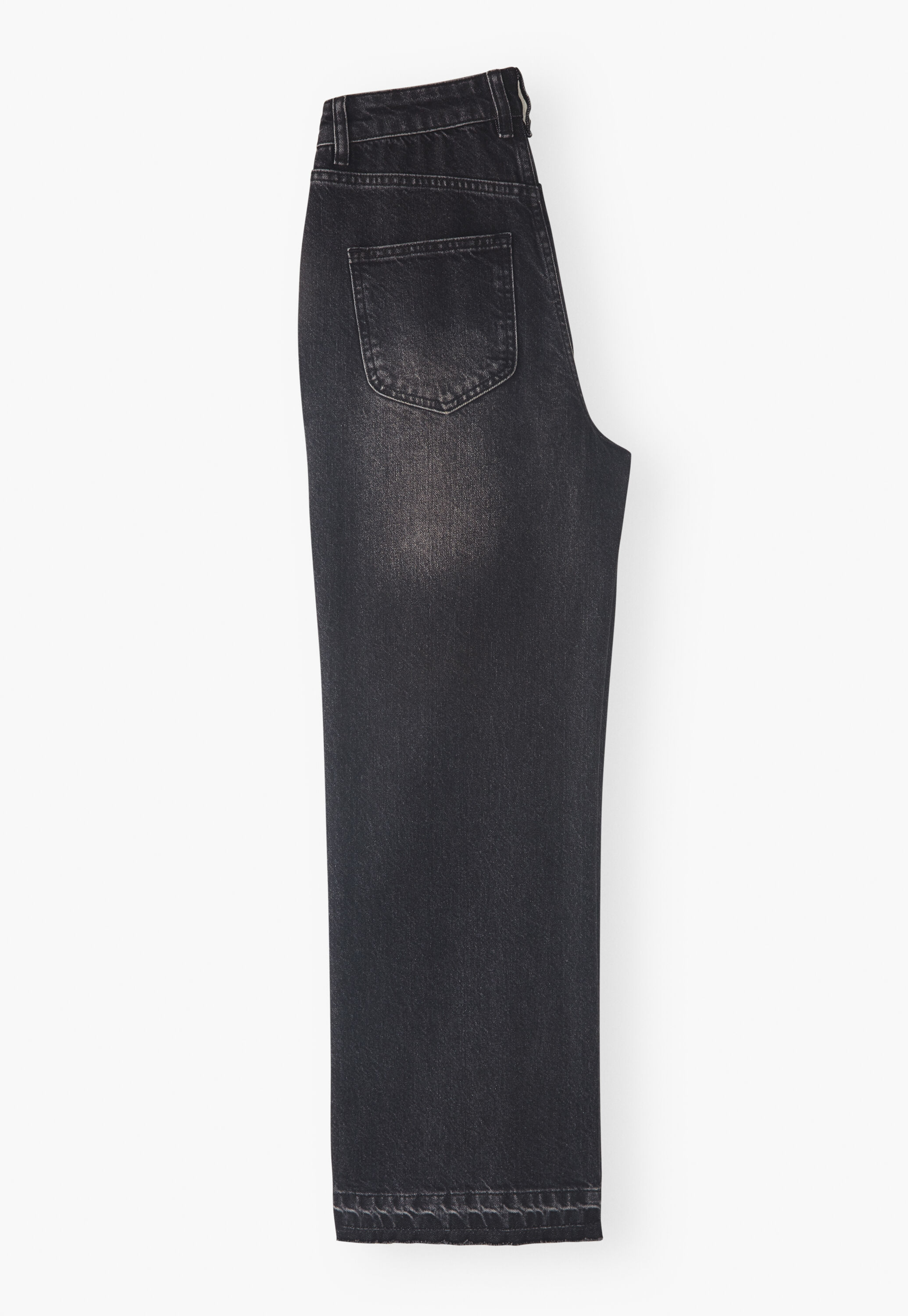 Let-down hem jeans, Washed black, large