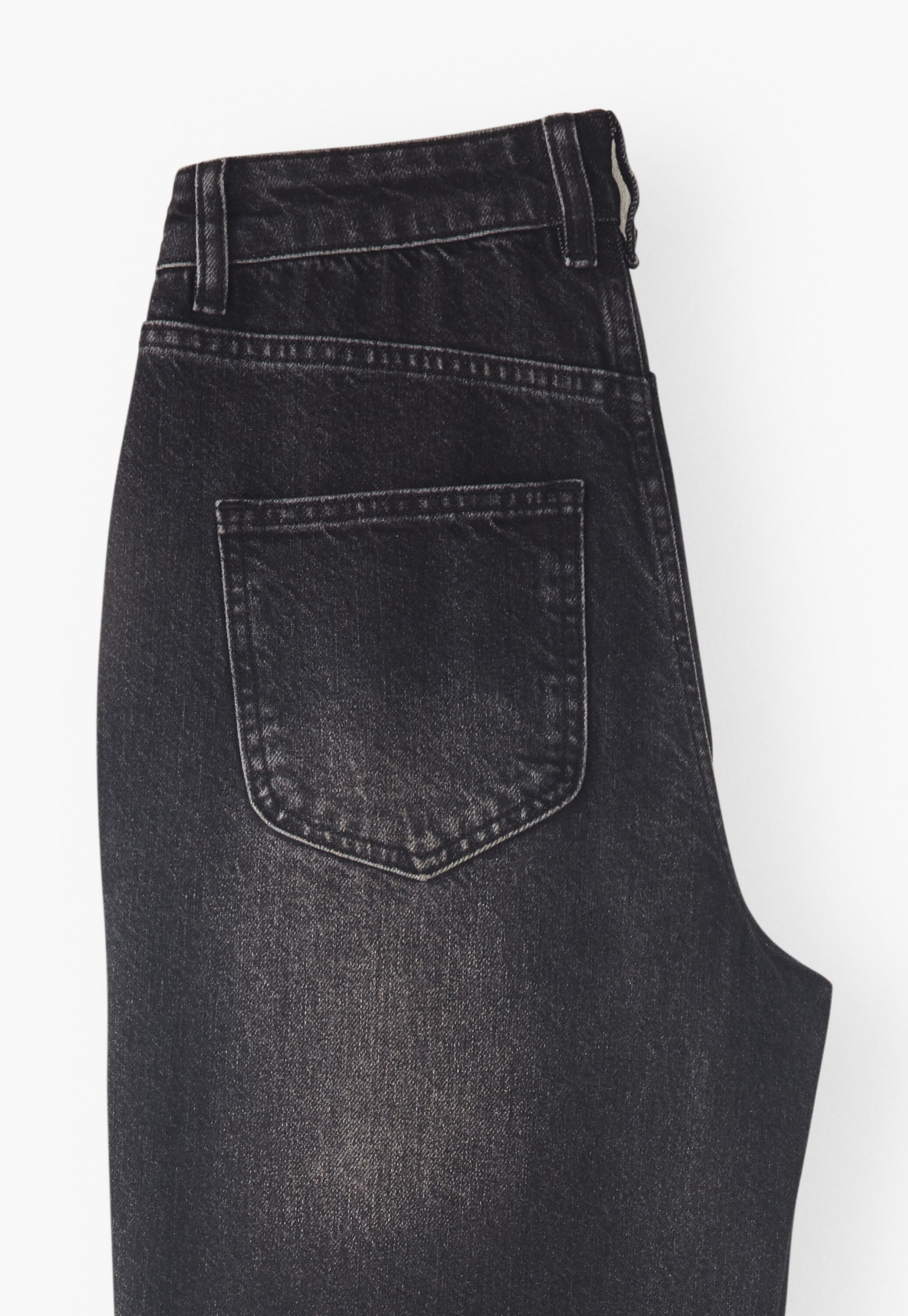 Let-down hem jeans, Washed black, large