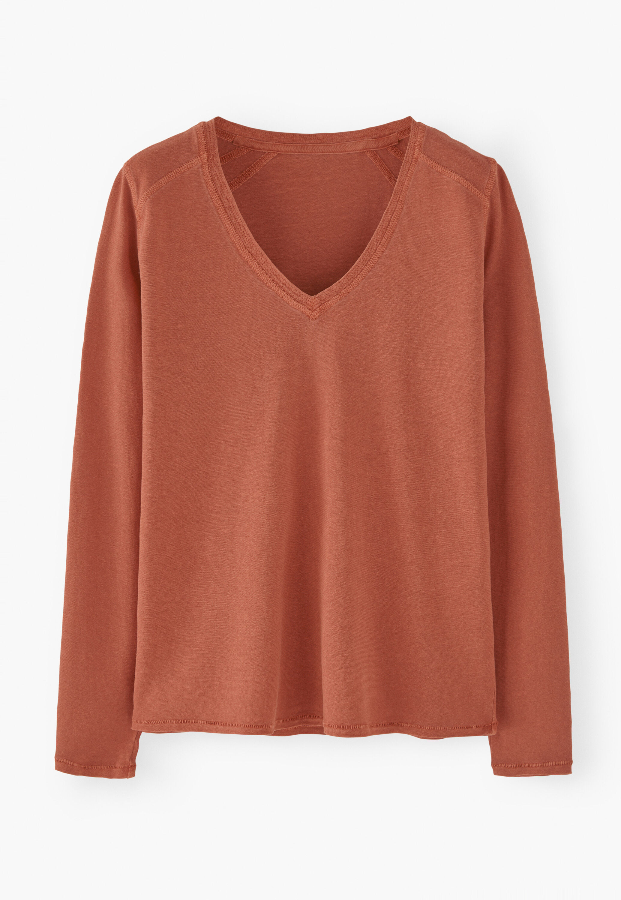 V-neck top, Terracotta red, large