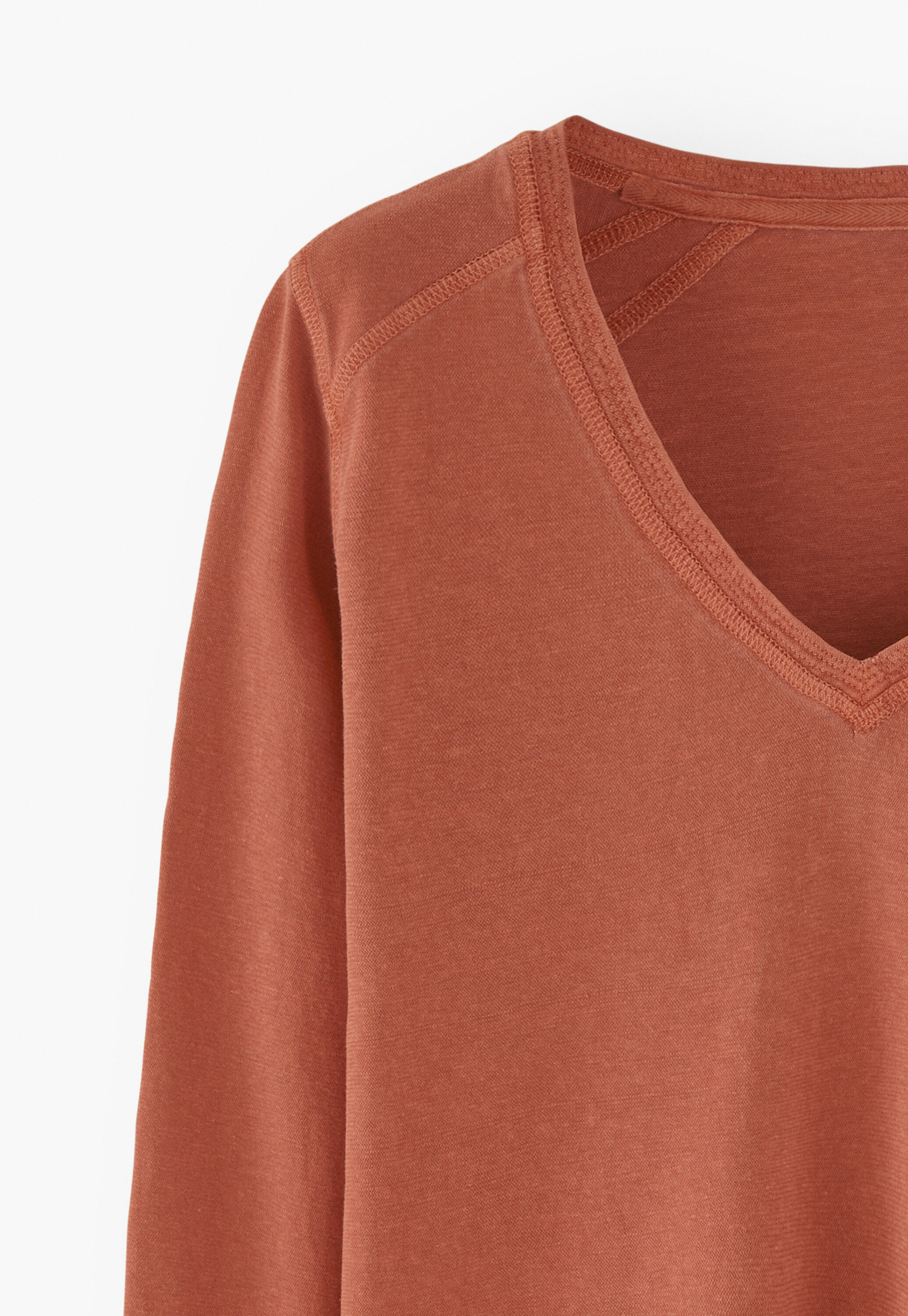 V-neck top, Terracotta red, large