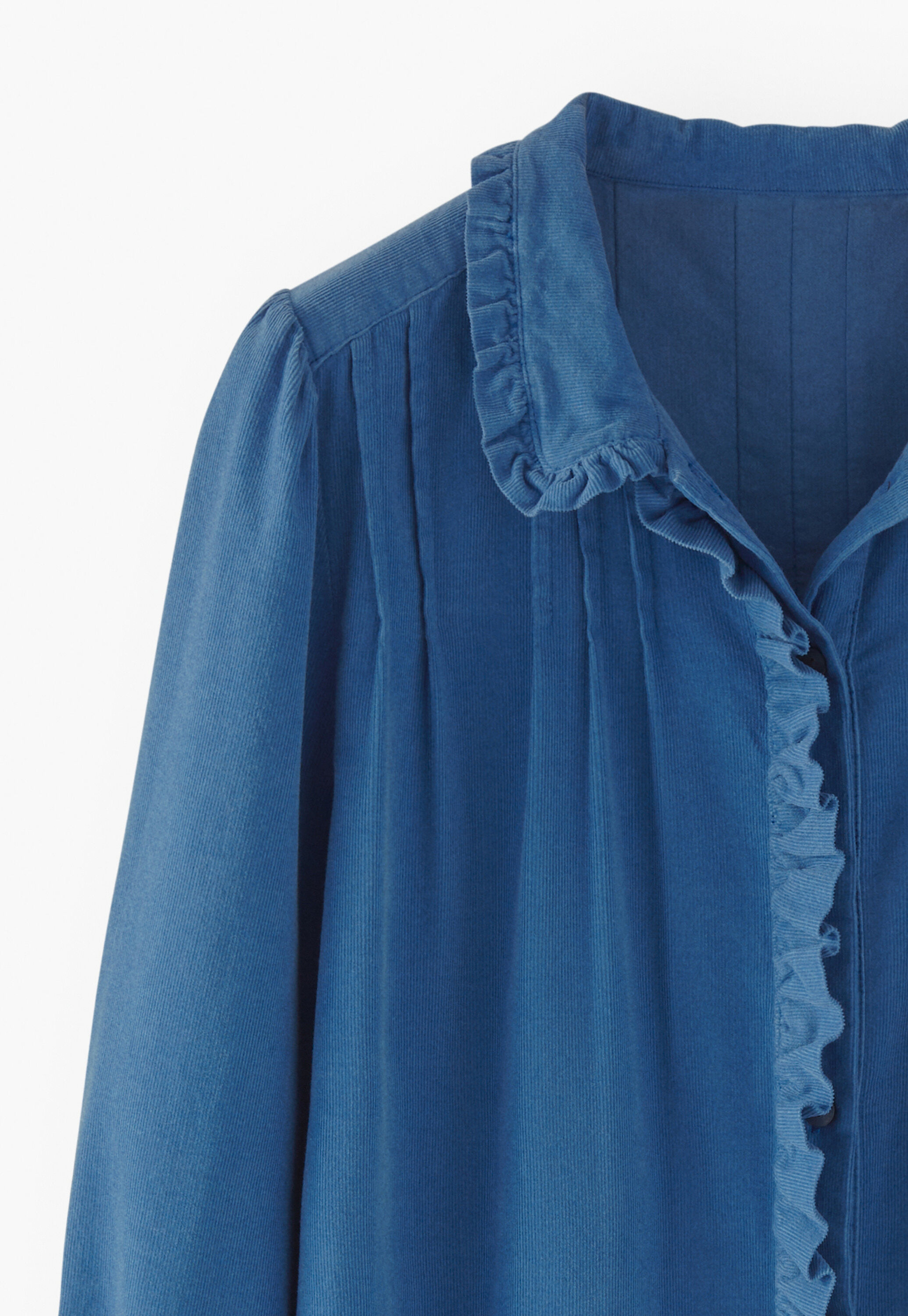 Cord pleated blouse, Cobalt, large