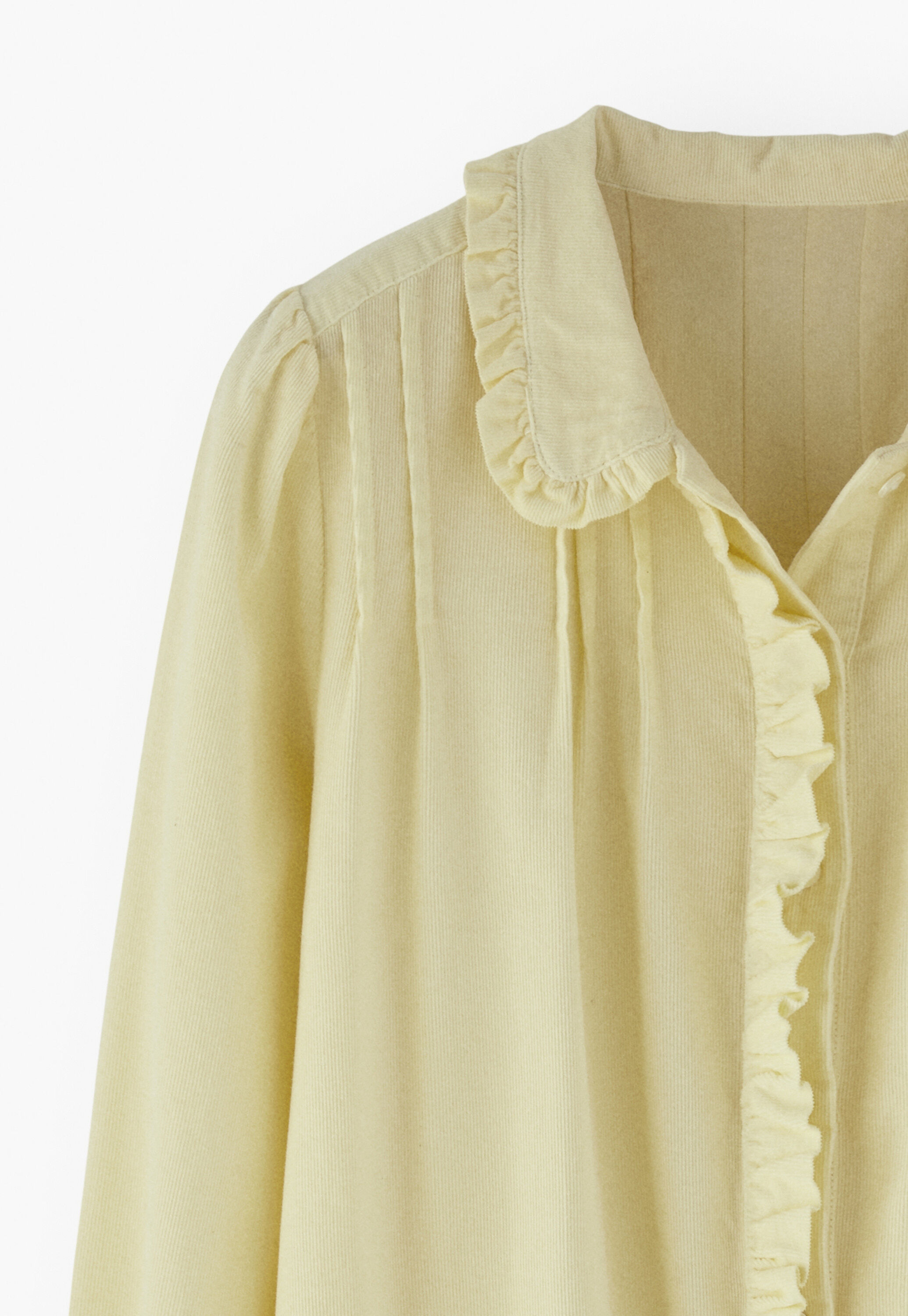 Cord pleated blouse, Butter yellow, large