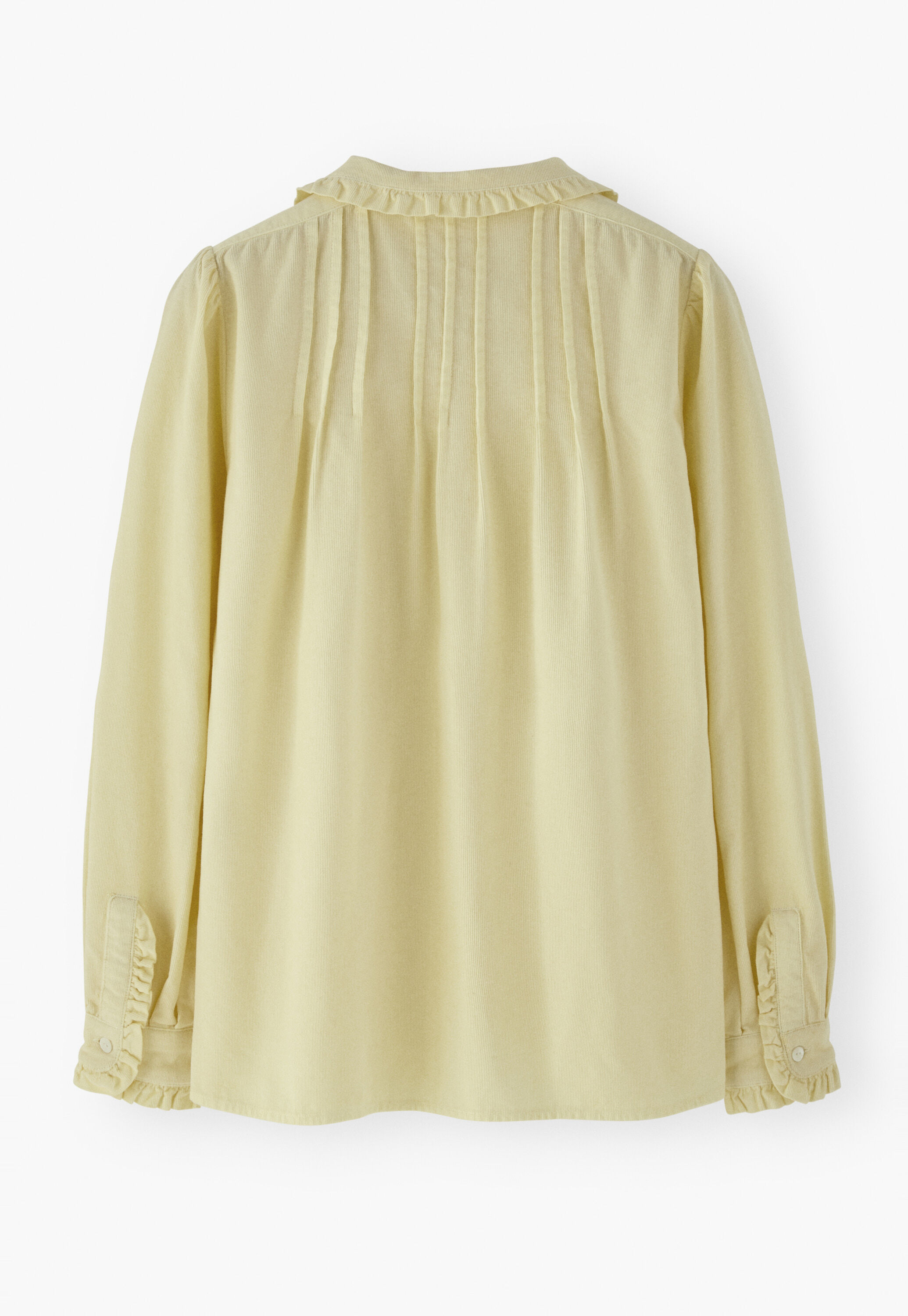 Cord pleated blouse, Butter yellow, large