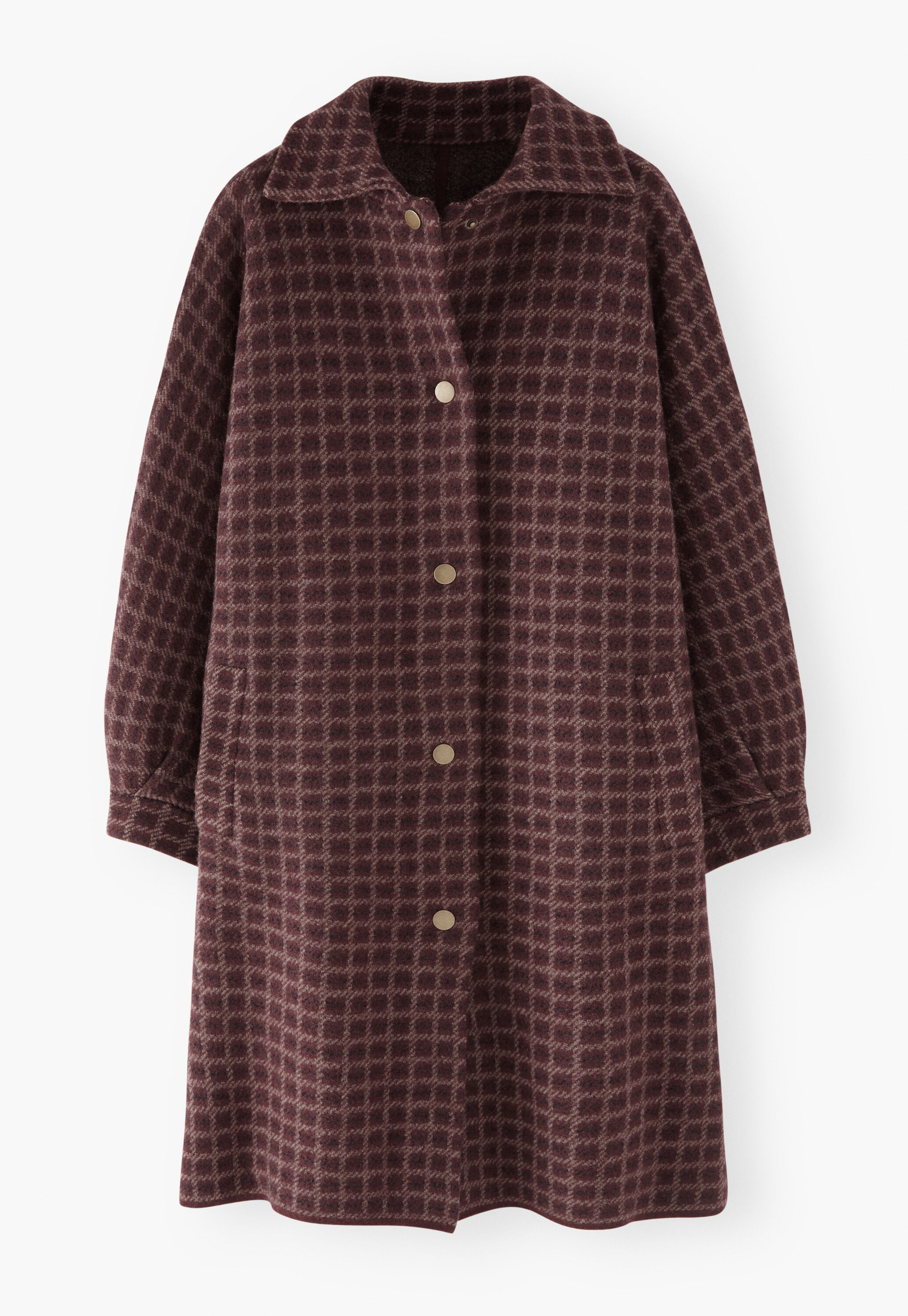 Checked jacket, Burgundy, large