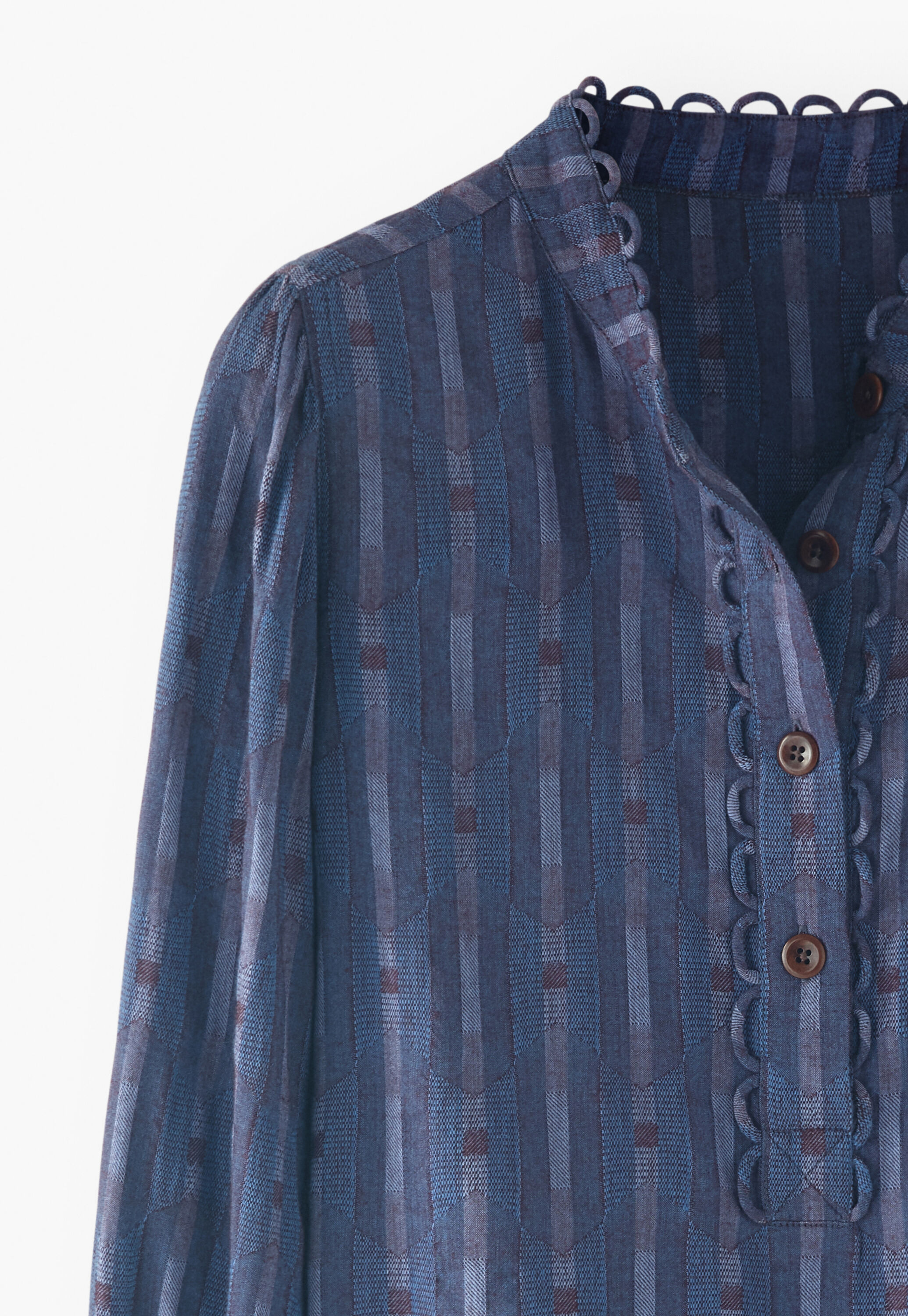 Lyocell & wool half-placket blouse