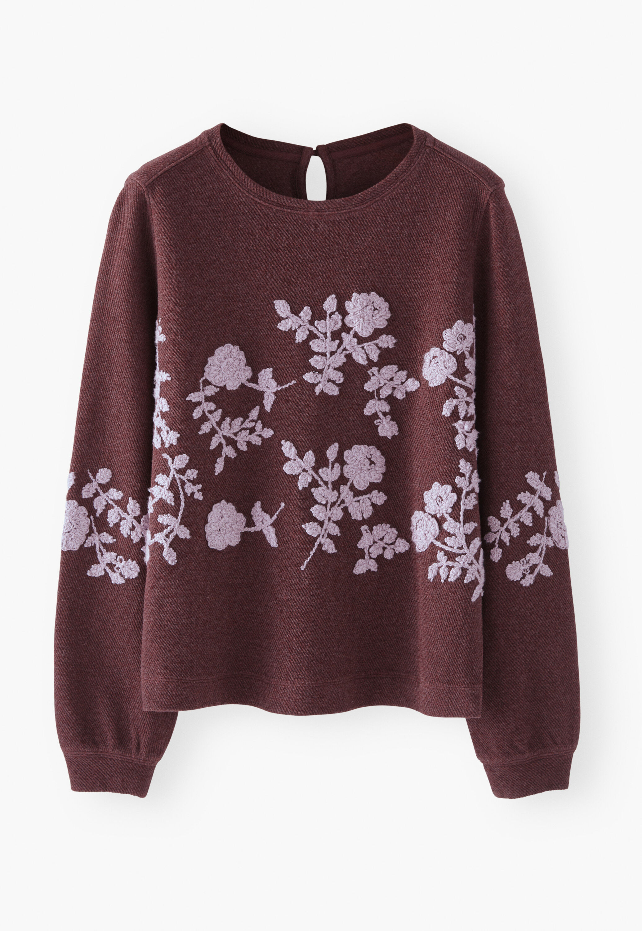 Embroidered sweatshirt, Wine, large
