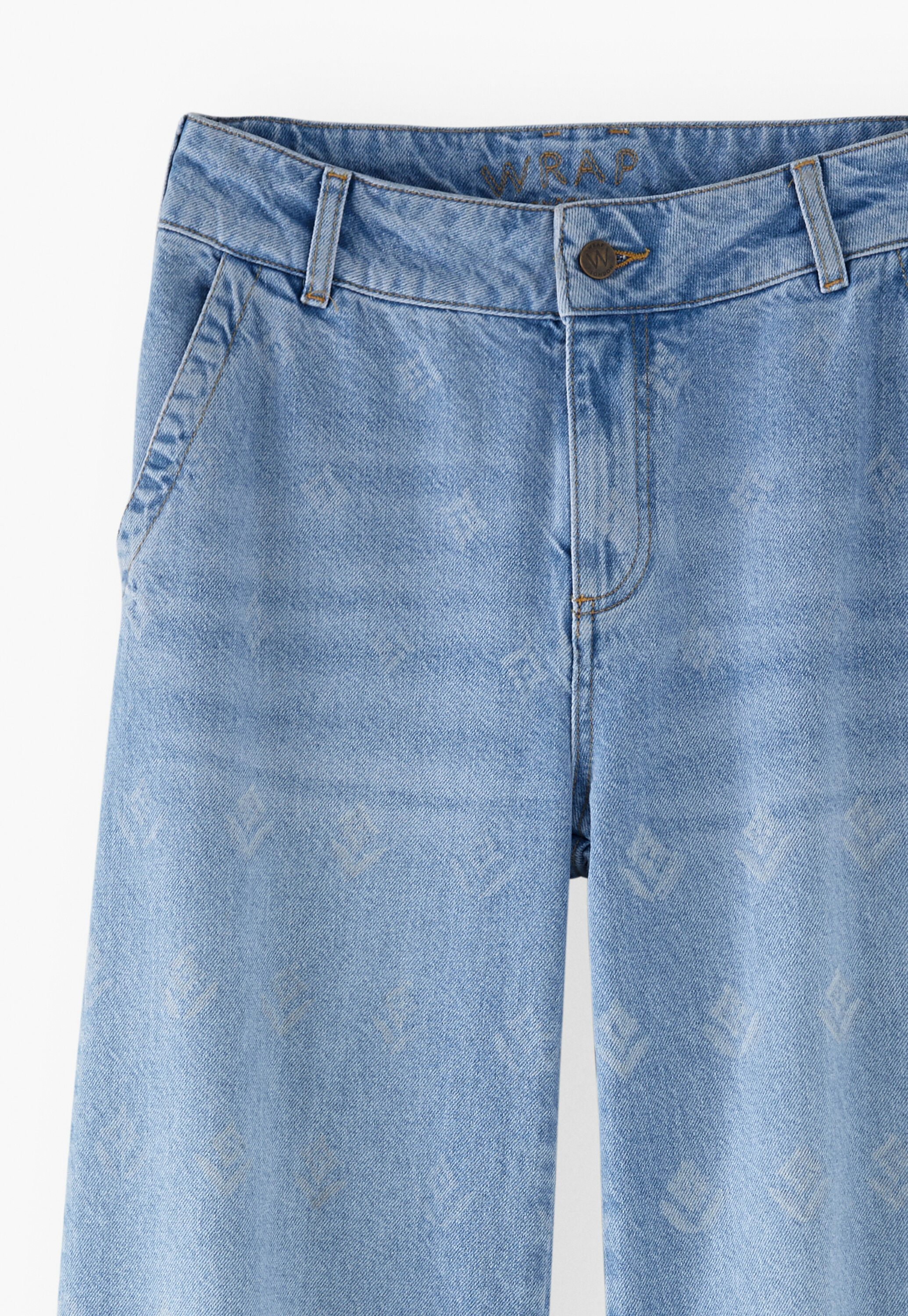 Lasered wide-leg jeans