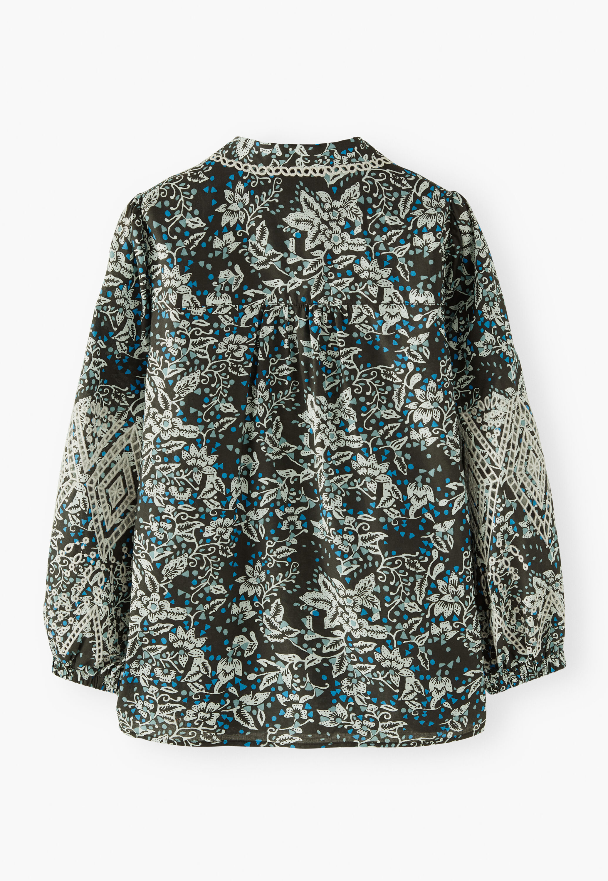 Printed cutwork blouse