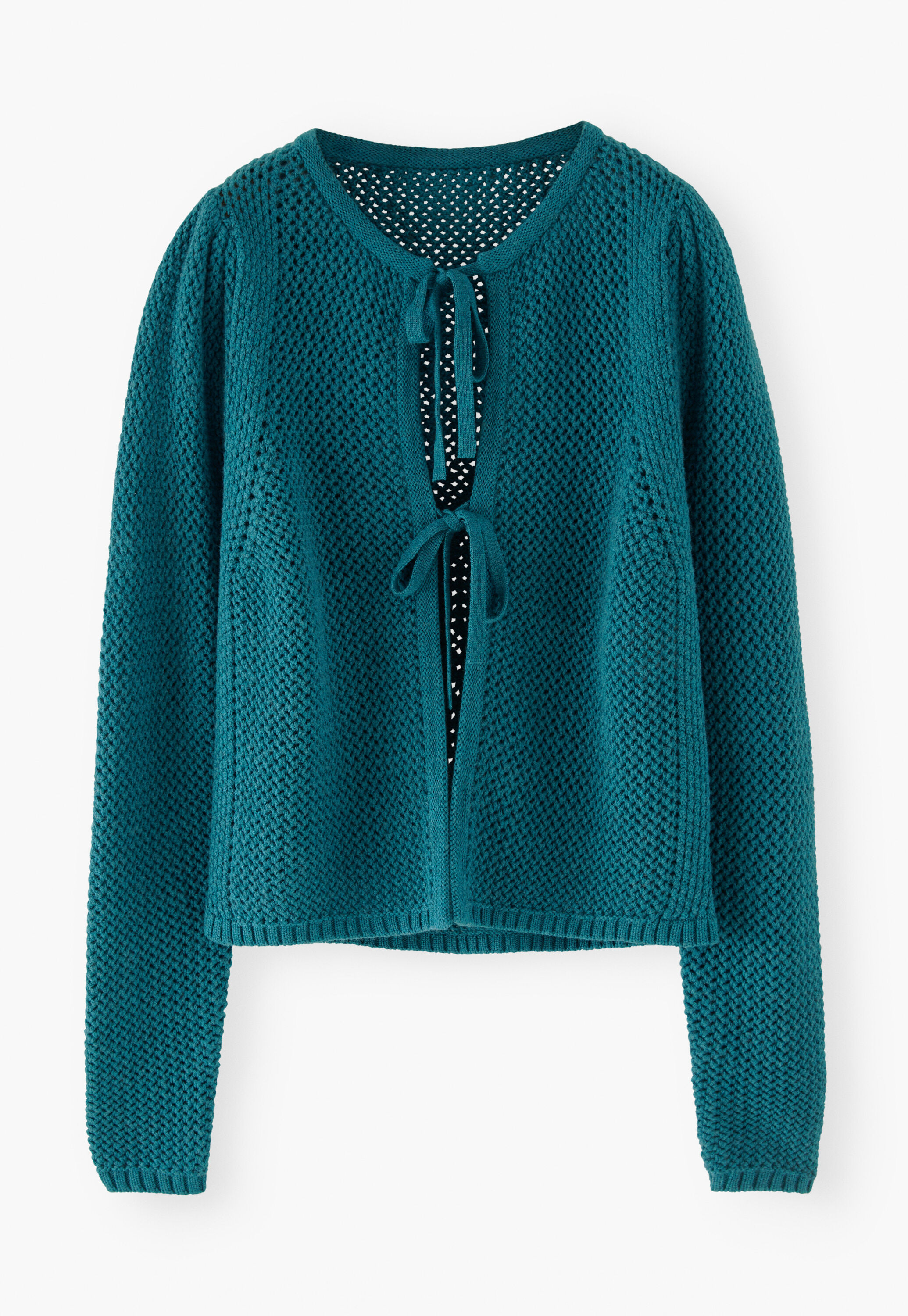 Tie-front cardigan, Ocean teal, large