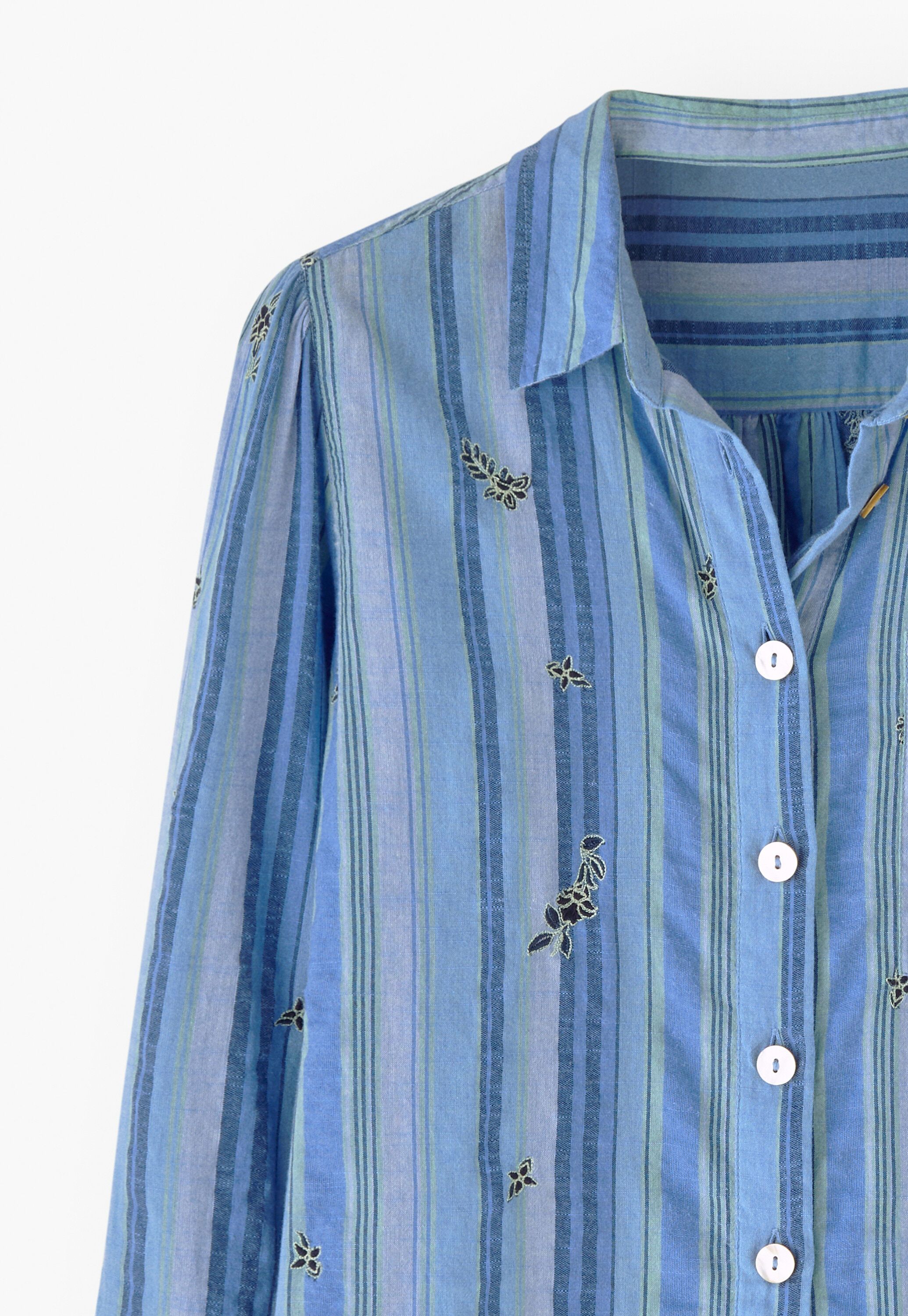 Embroidered striped shirt