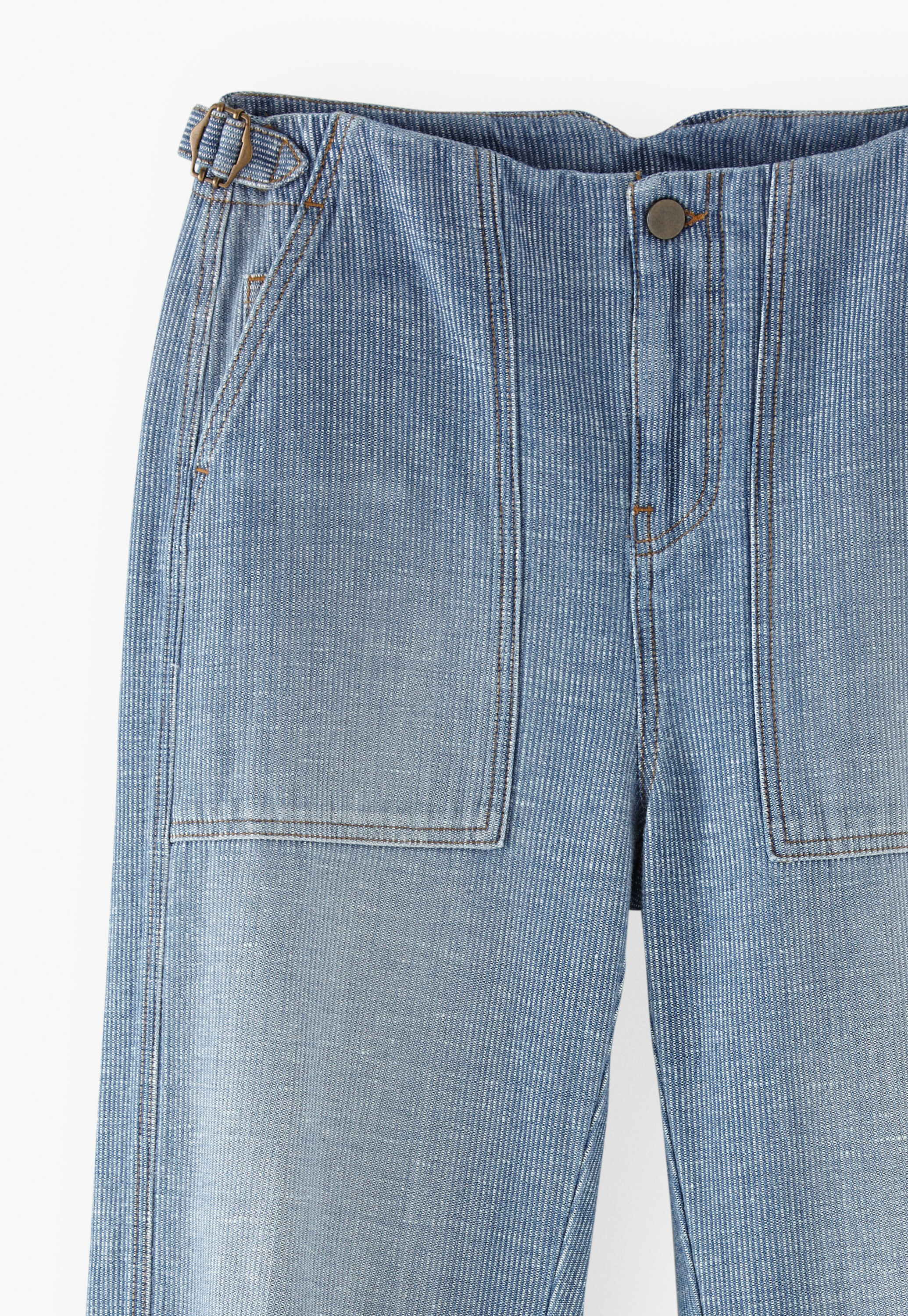 Barrel-leg striped trousers