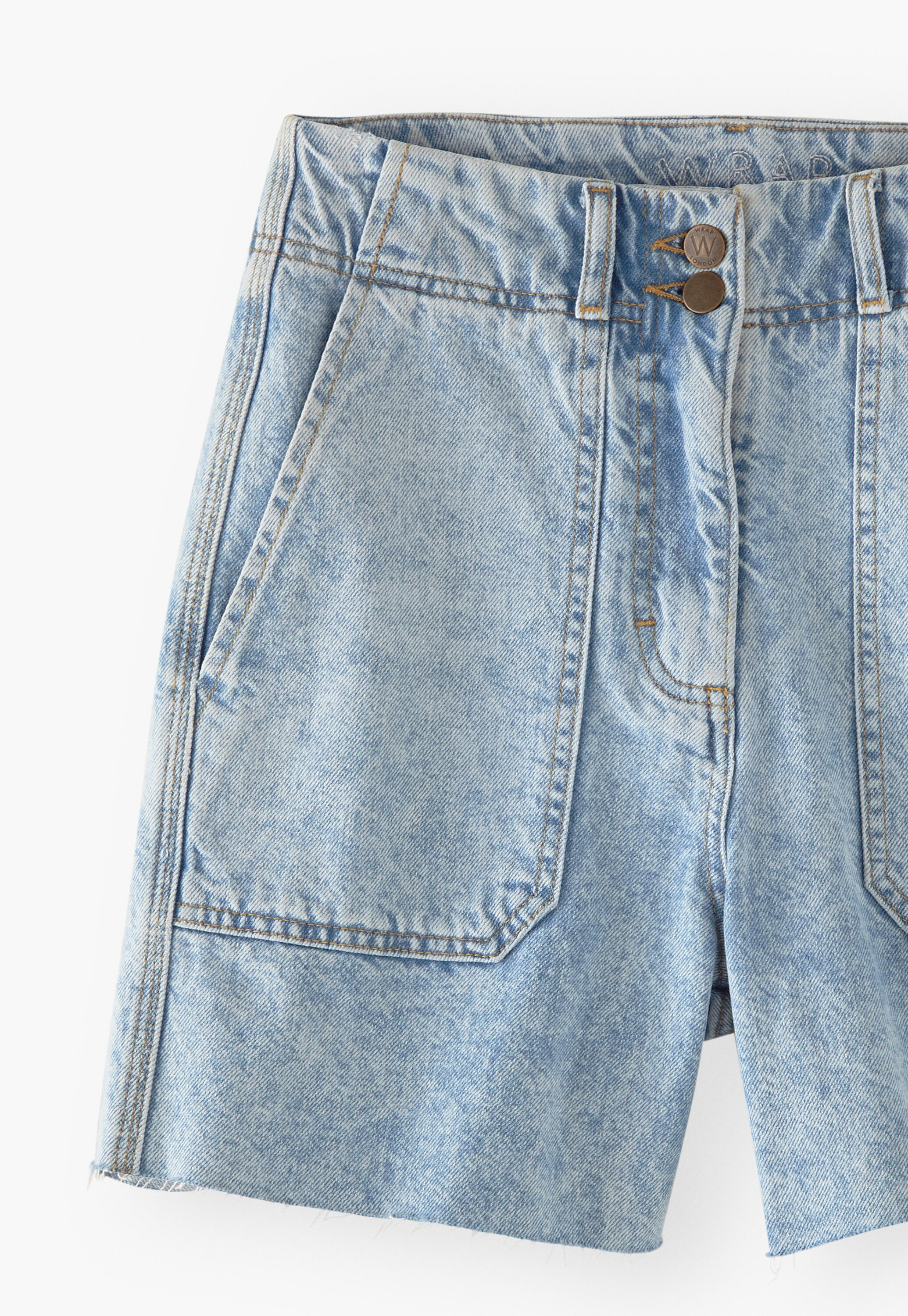 Raw hem denim shorts