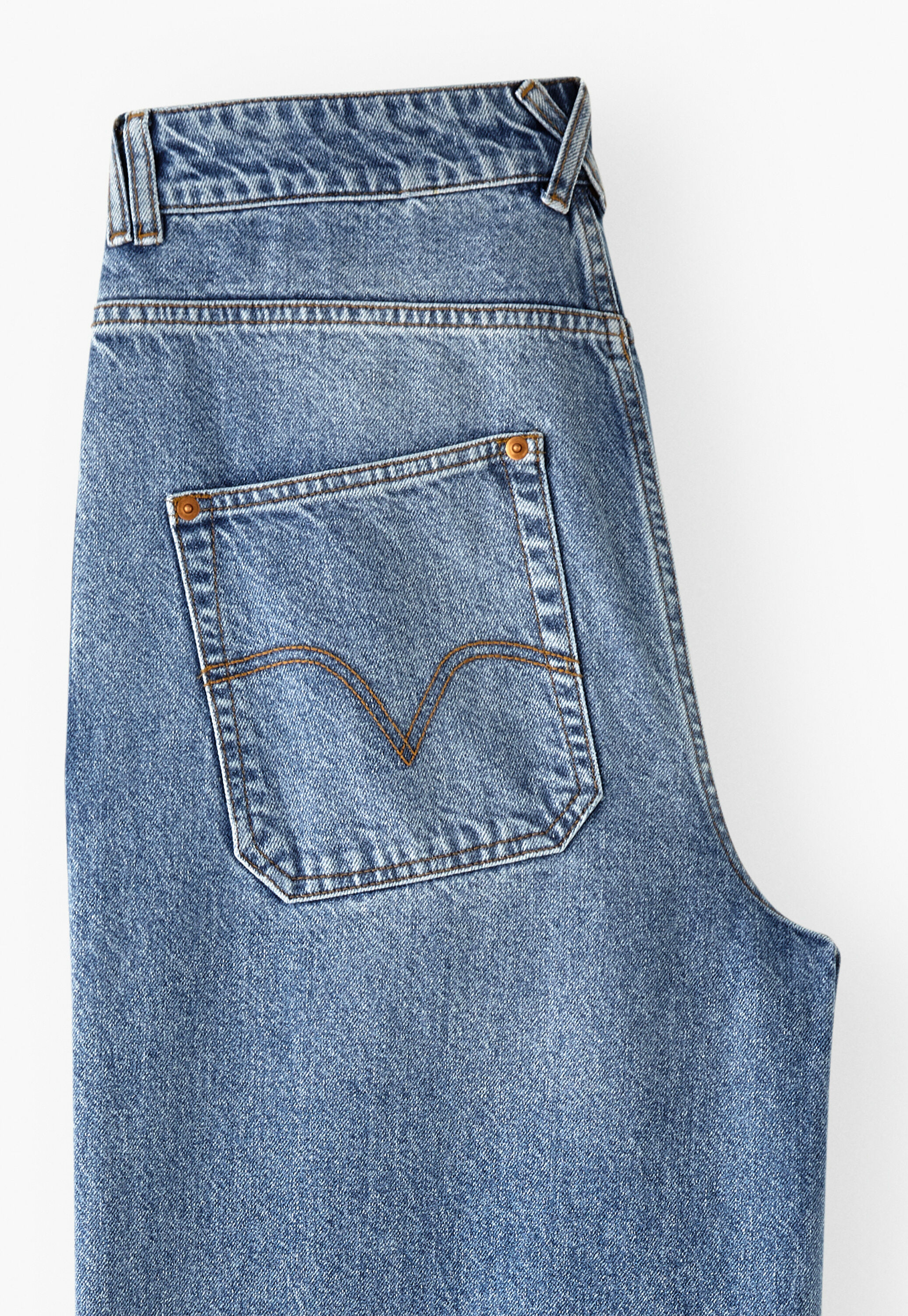 Wide-leg seam-stripe jeans