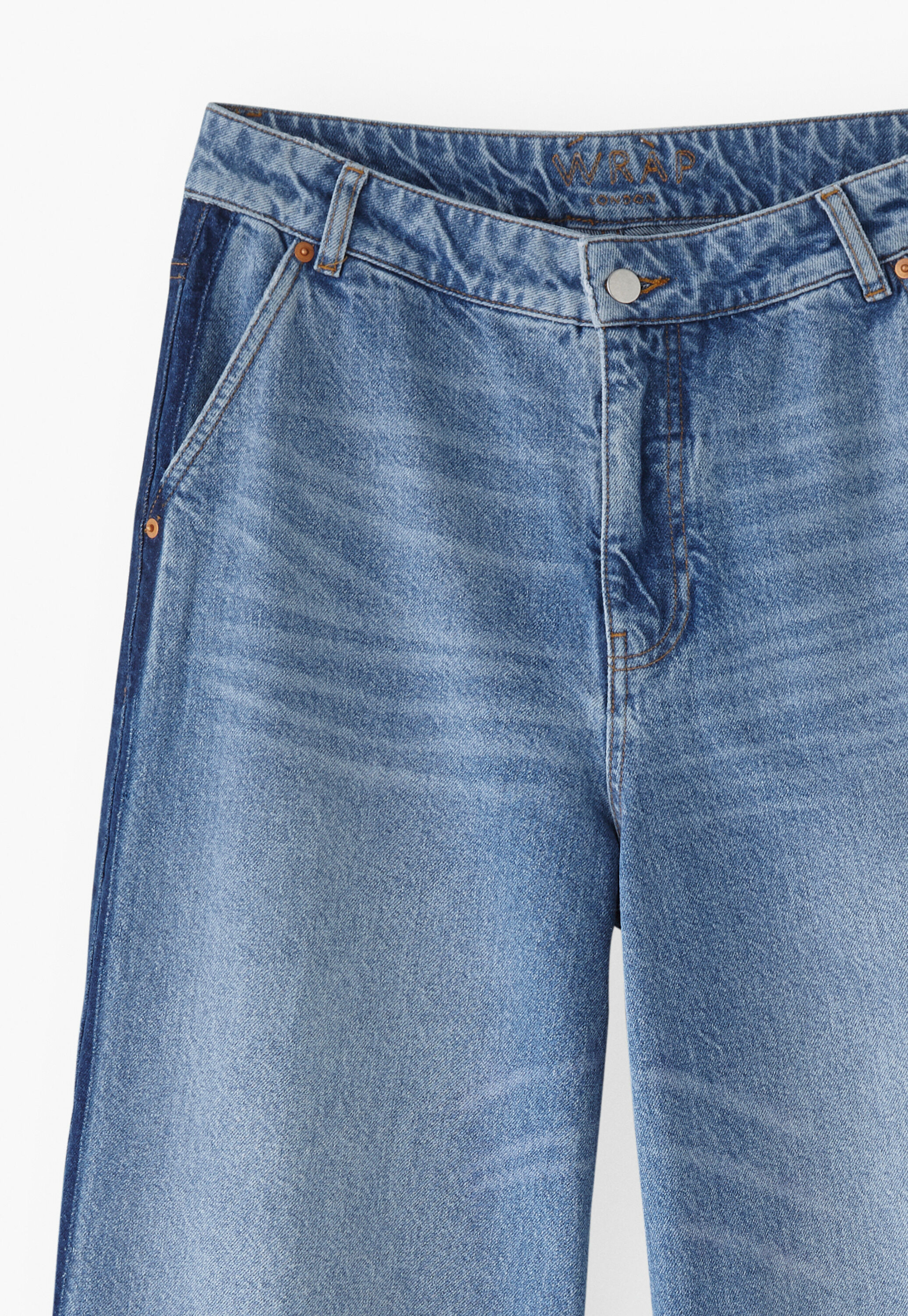 Wide-leg seam-stripe jeans